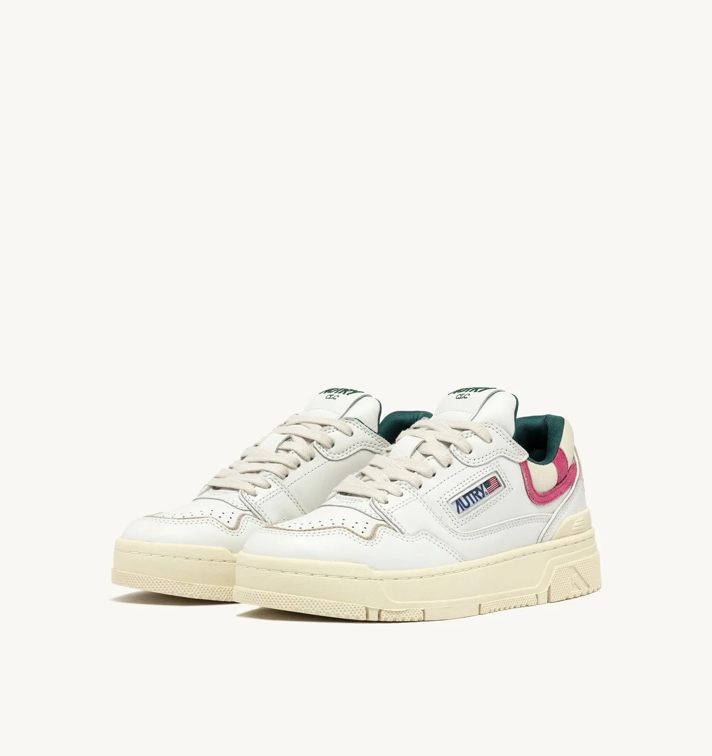 CLC LOW IN PELLE BIANCA E SUEDE CARMINE ROSE