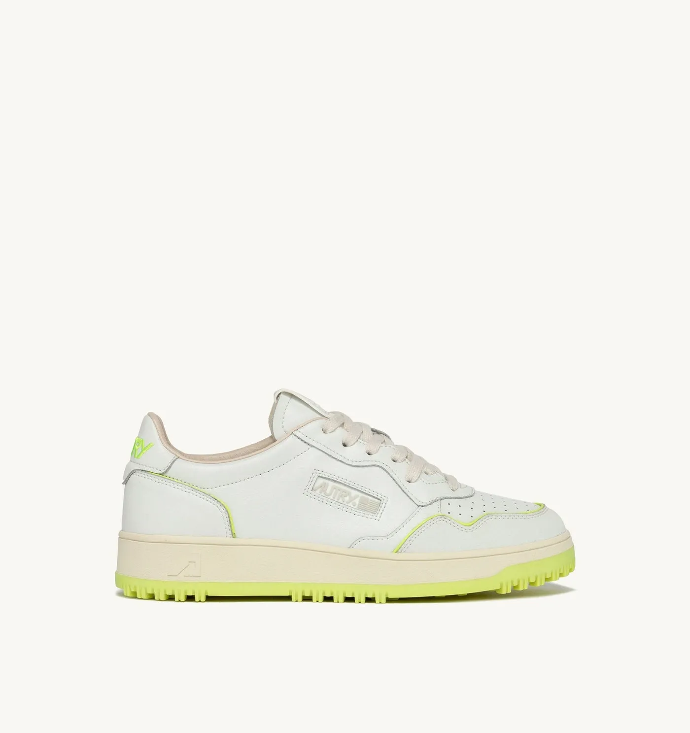 GOLF LOW IN PELLE COLORE BIANCO E GIALLO FLUO