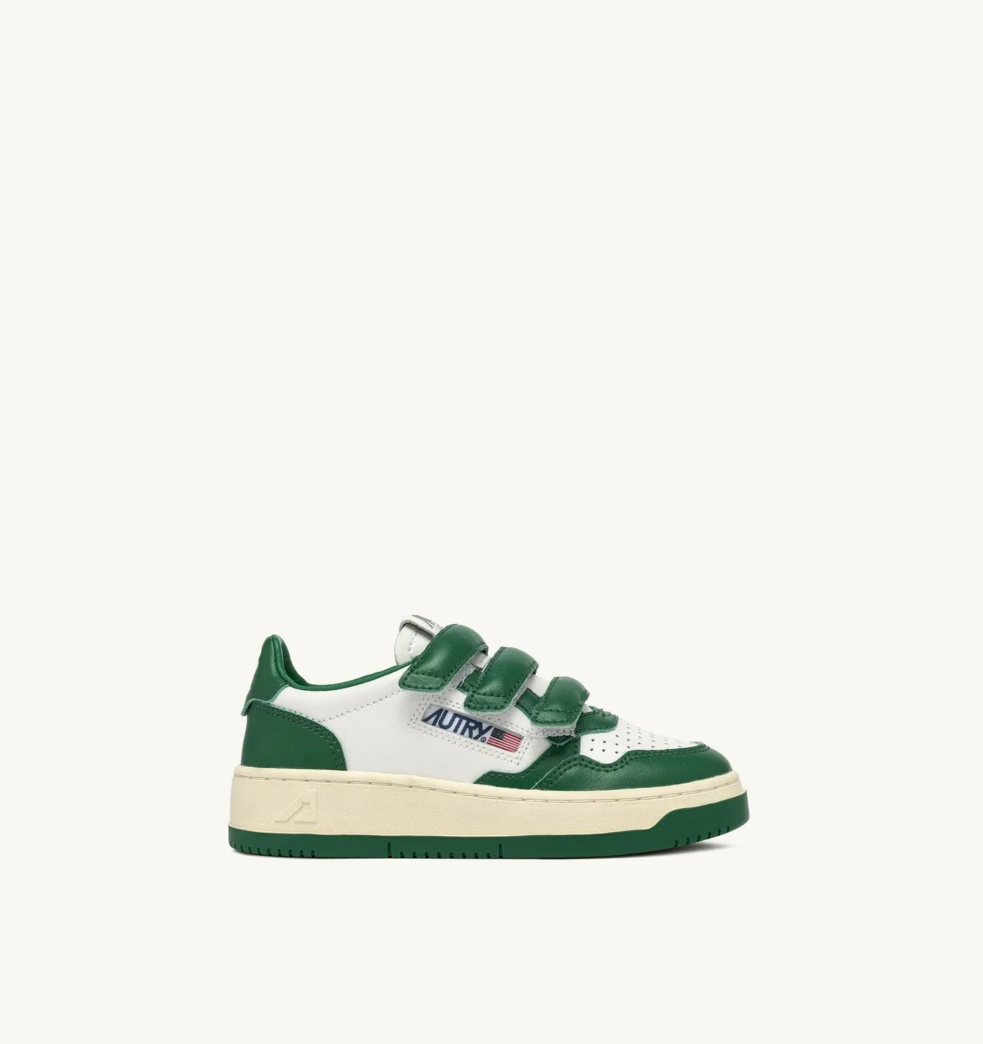KIDSTRIPES LOW IN PELLE BIANCA E VERDE