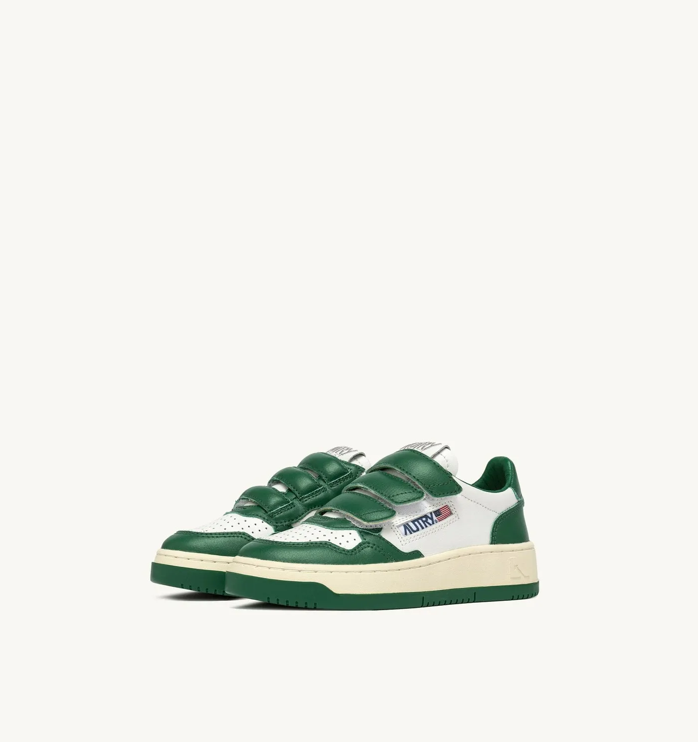 KIDSTRIPES LOW IN PELLE BIANCA E VERDE