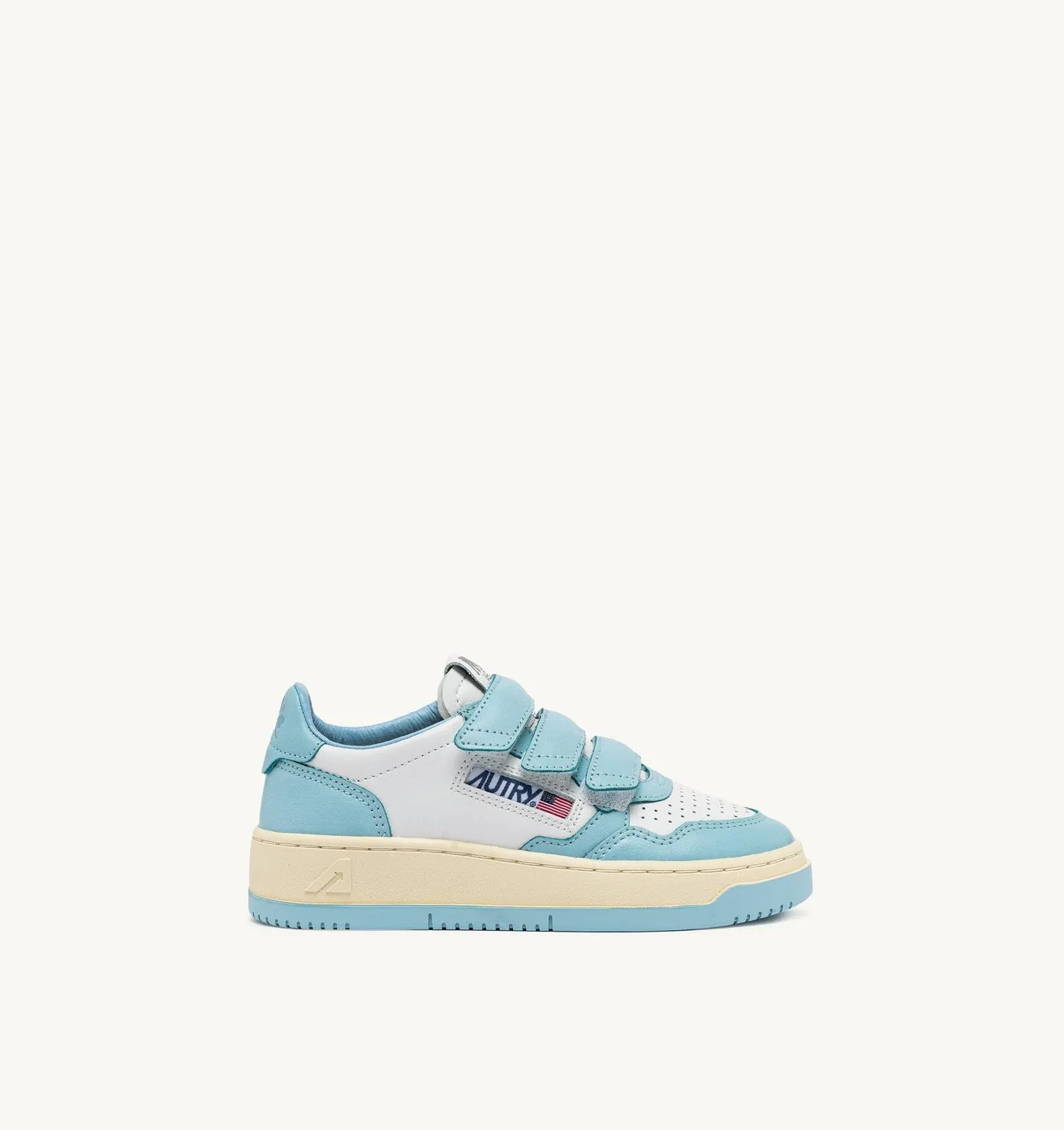 BICOLOR MEDALIST KIDS LOW IN PELLE COLORE BIANCO E ACQUATIC