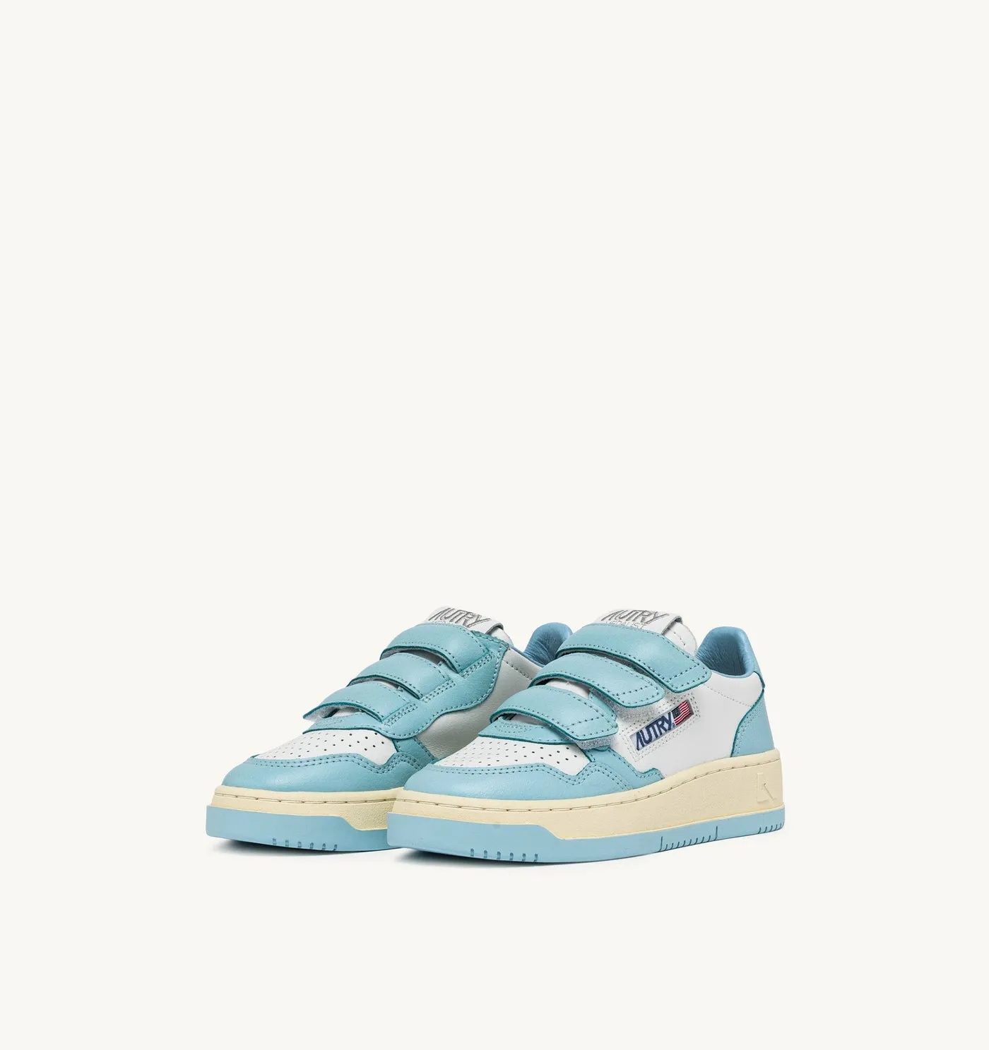 BICOLOR MEDALIST KIDS LOW IN PELLE COLORE BIANCO E ACQUATIC