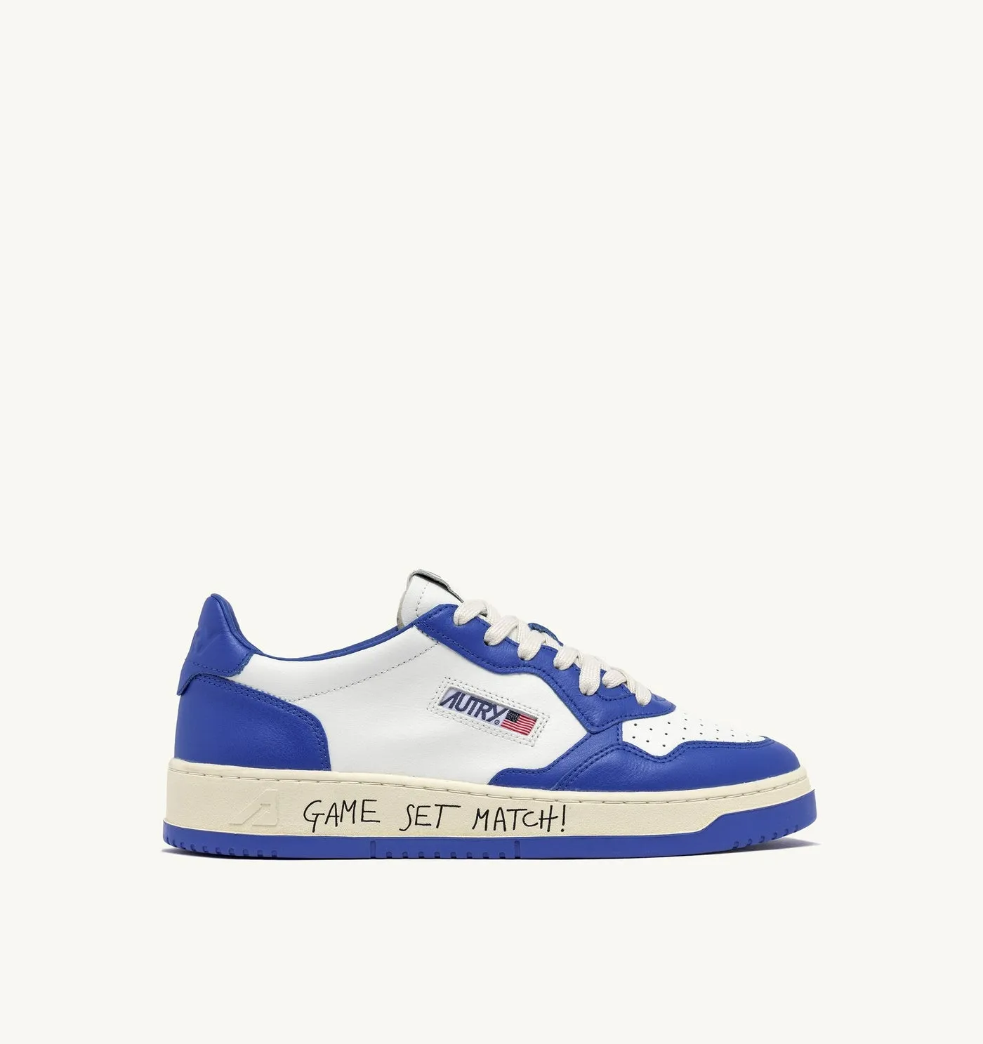 MEDALIST LOW IN PELLE COLORE BIANCO E PALACE BLUE CON LETTERING