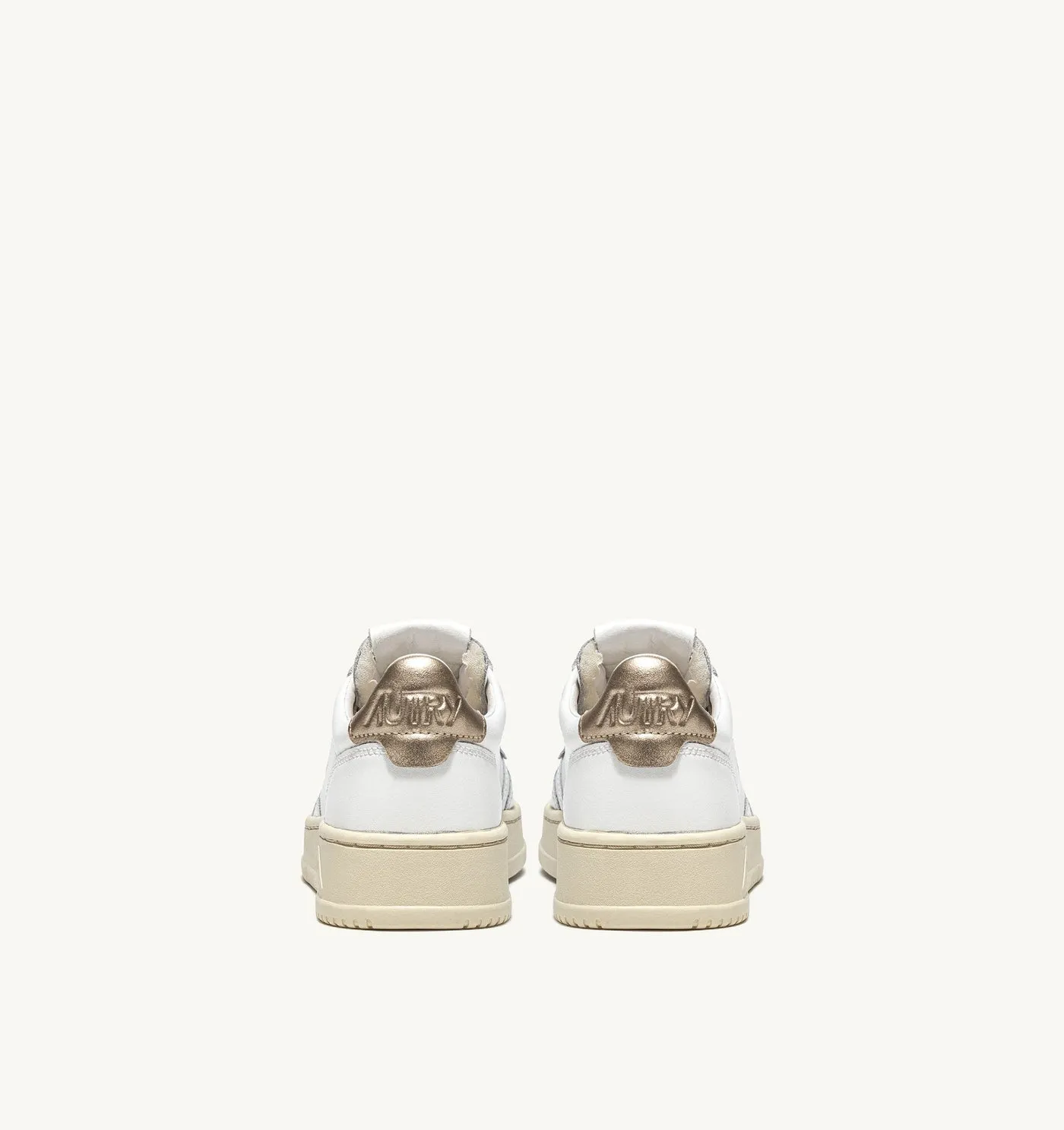 MEDALIST LOW IN PELLE BIANCA E METALLIZZATA ORO