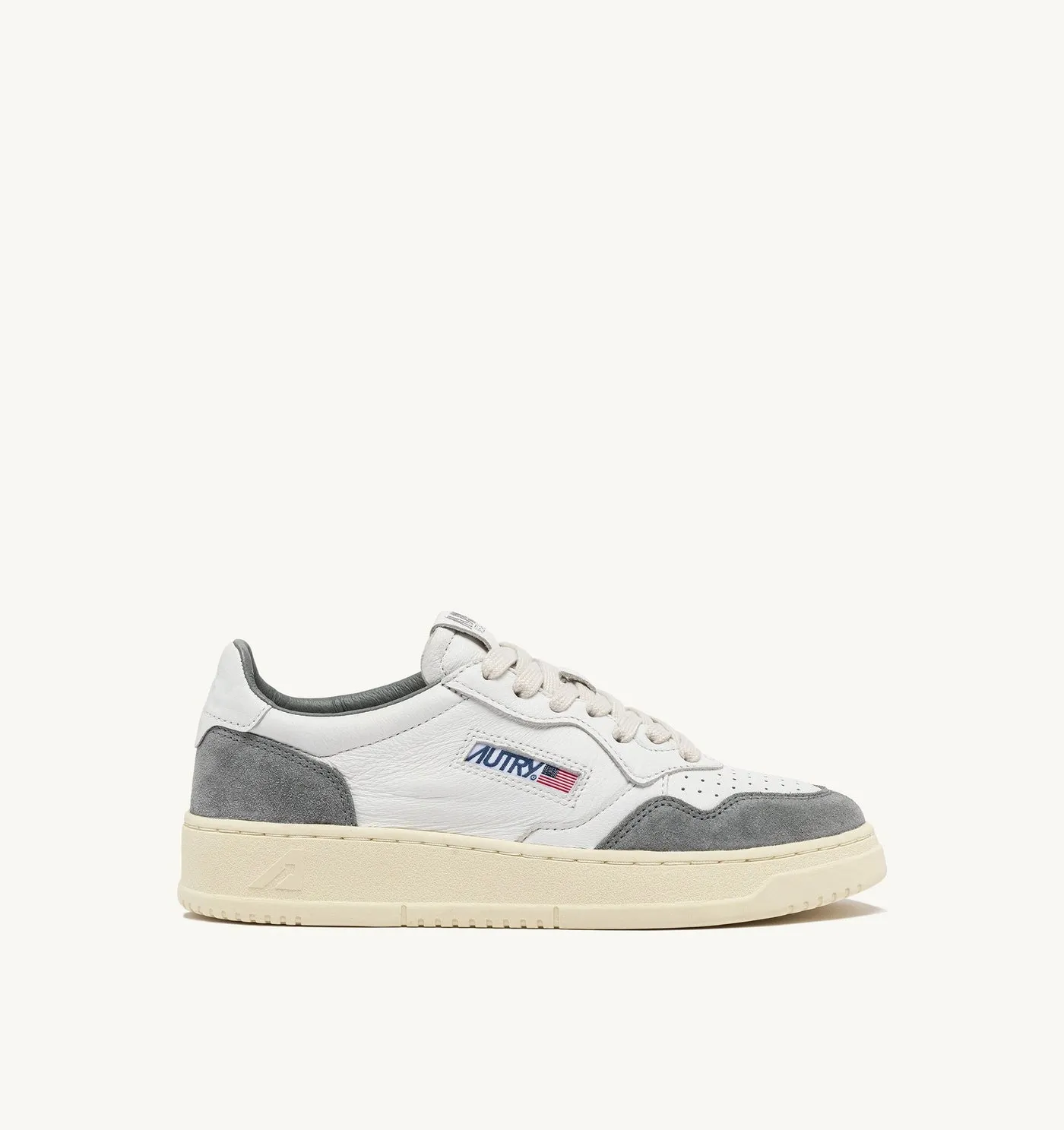 MEDALIST LOW IN PELLE E SUEDE BIANCA E GRIGIA