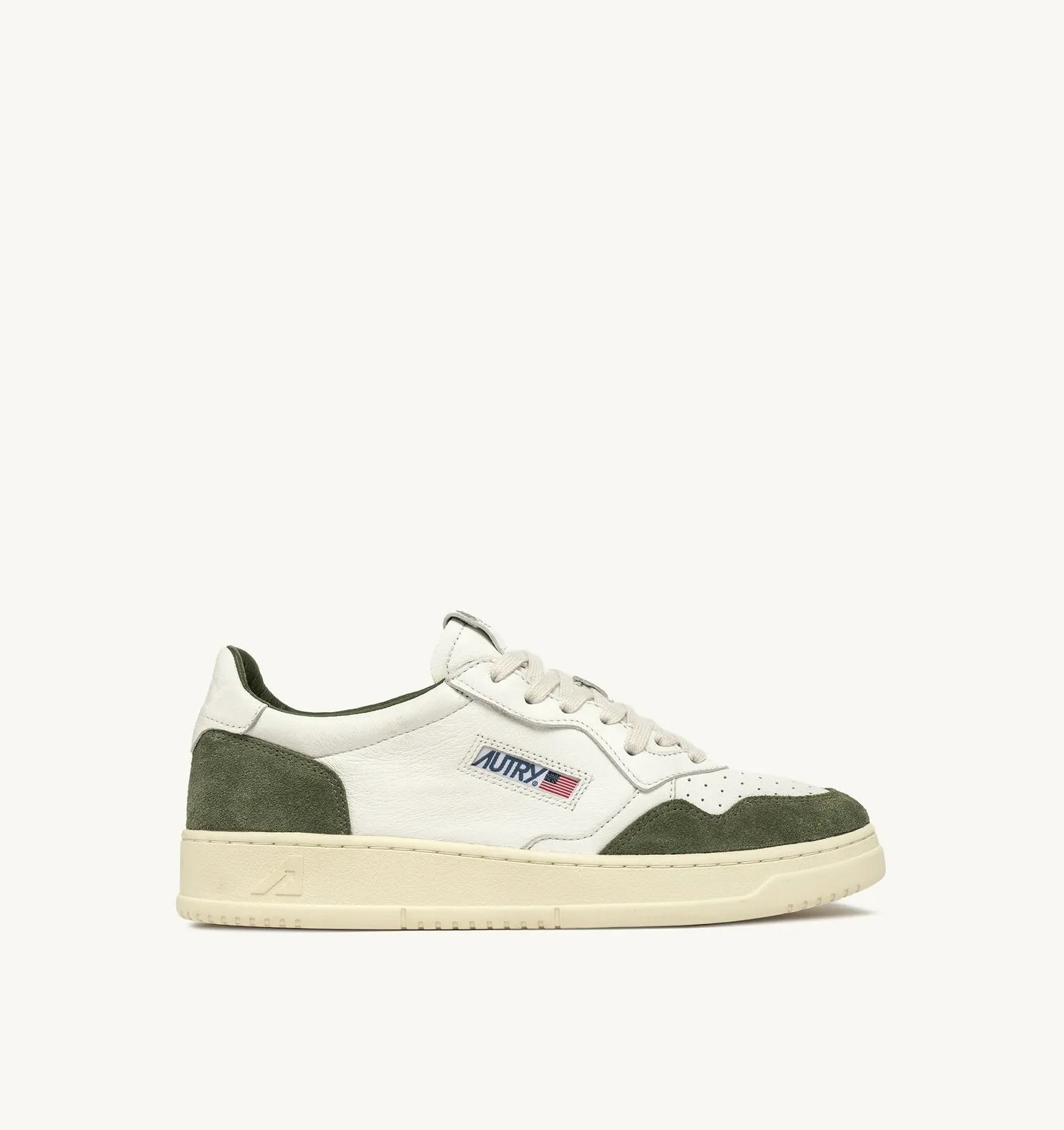 MEDALIST LOW IN PELLE E SUEDE BIANCA E MILITARY