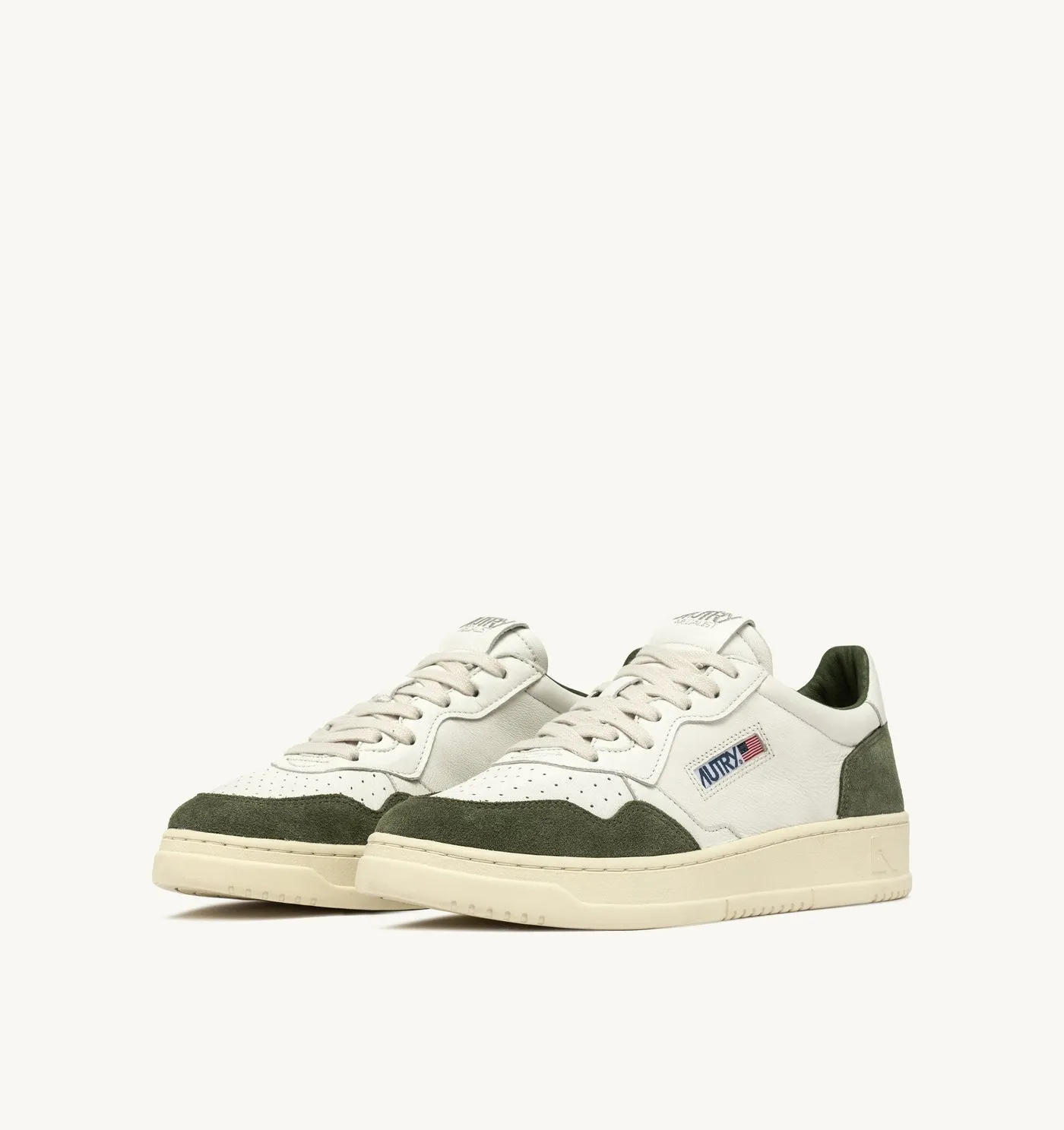 MEDALIST LOW IN PELLE E SUEDE BIANCA E MILITARY