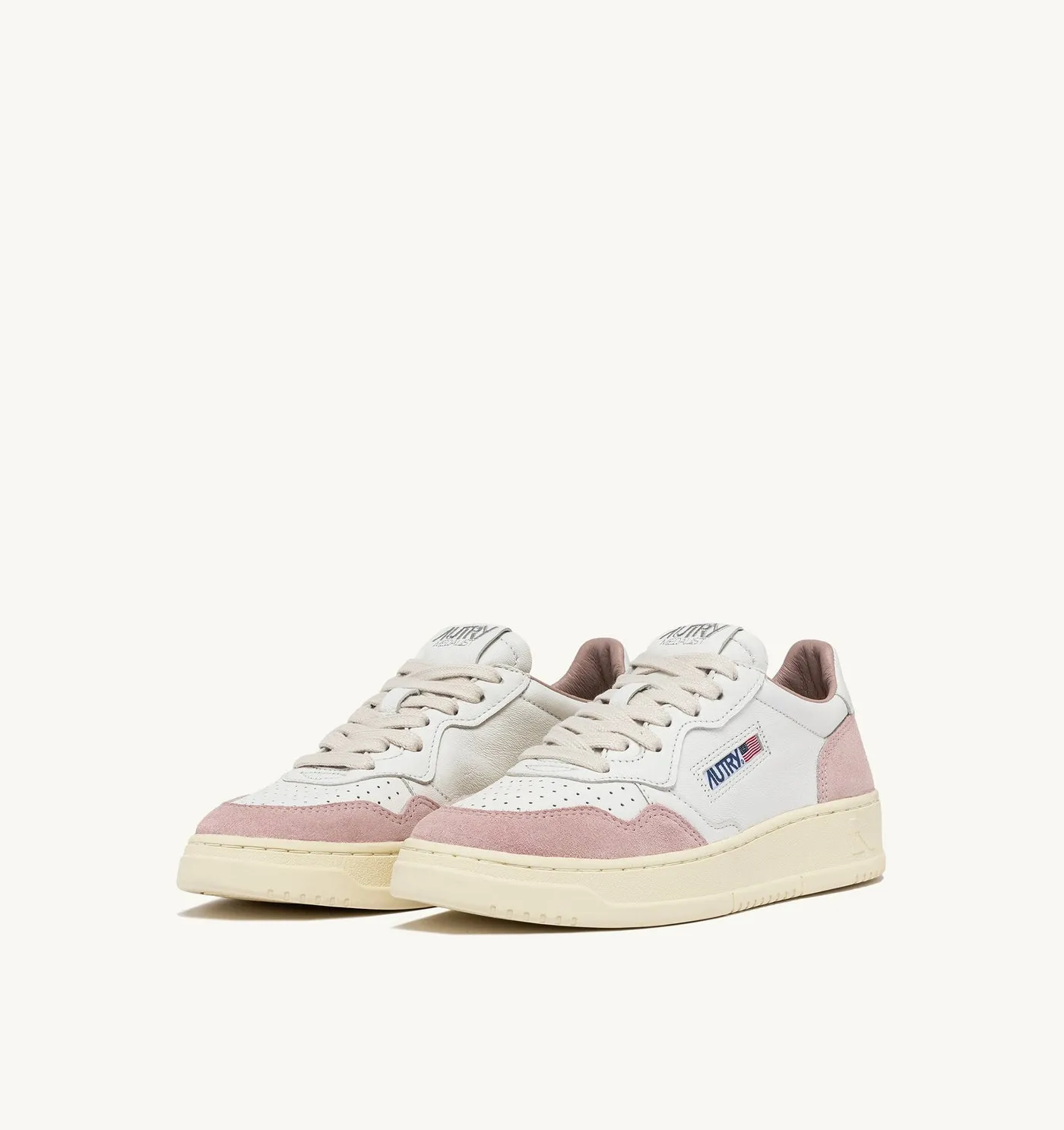 MEDALIST LOW IN PELLE E SUEDE COLORE BIANCO E POWDER