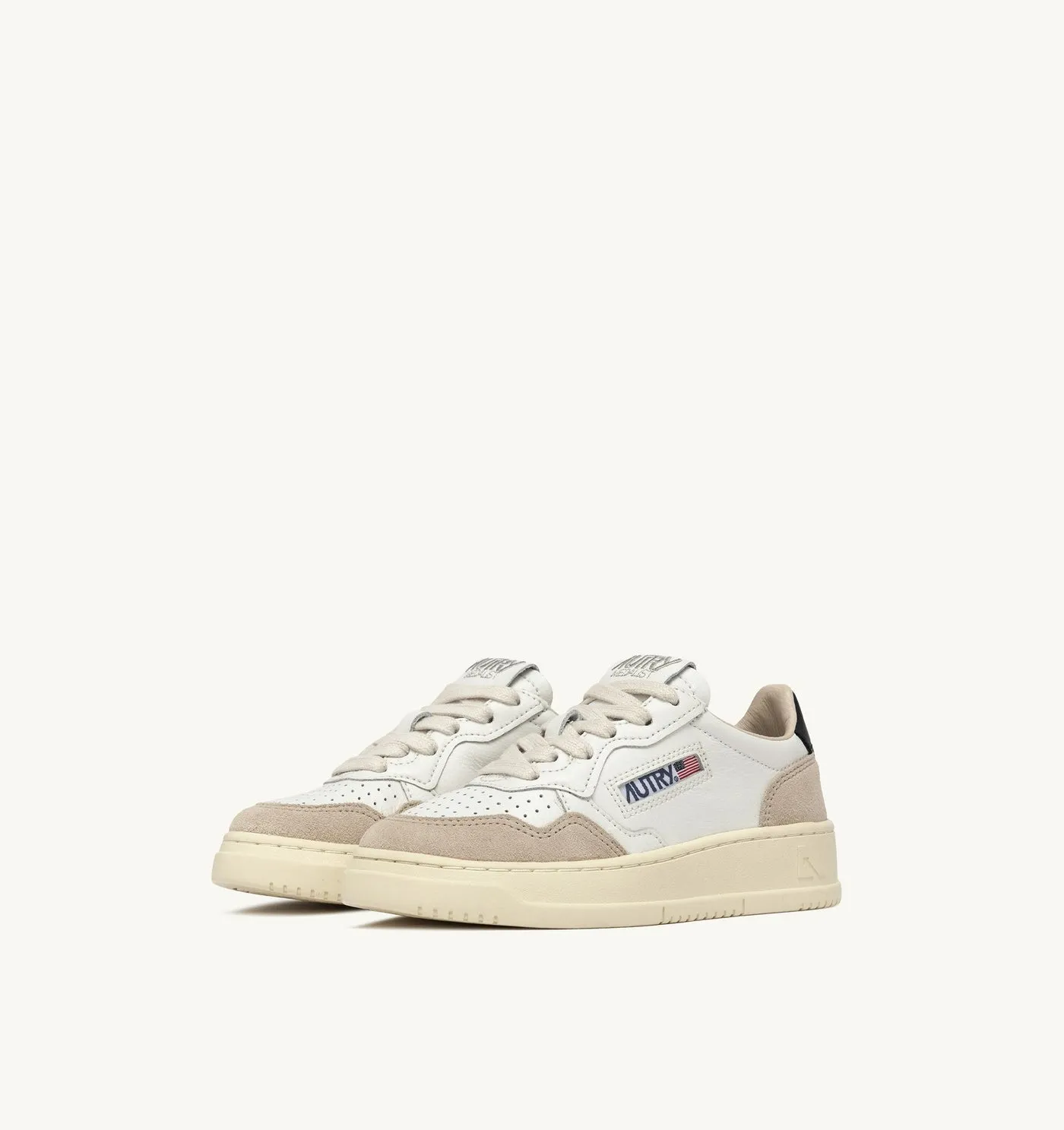 MEDALIST KIDS LOW IN PELLE E SUEDE COLORE BIANCO E NERO