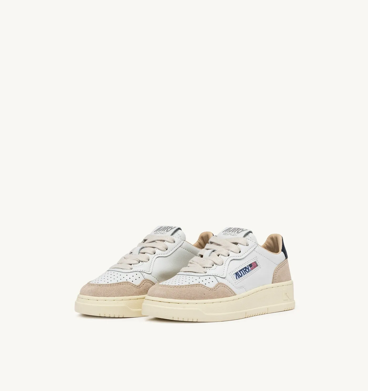 MEDALIST KIDS LOW IN PELLE E SUEDE COLORE BIANCO E SPACE BLUE