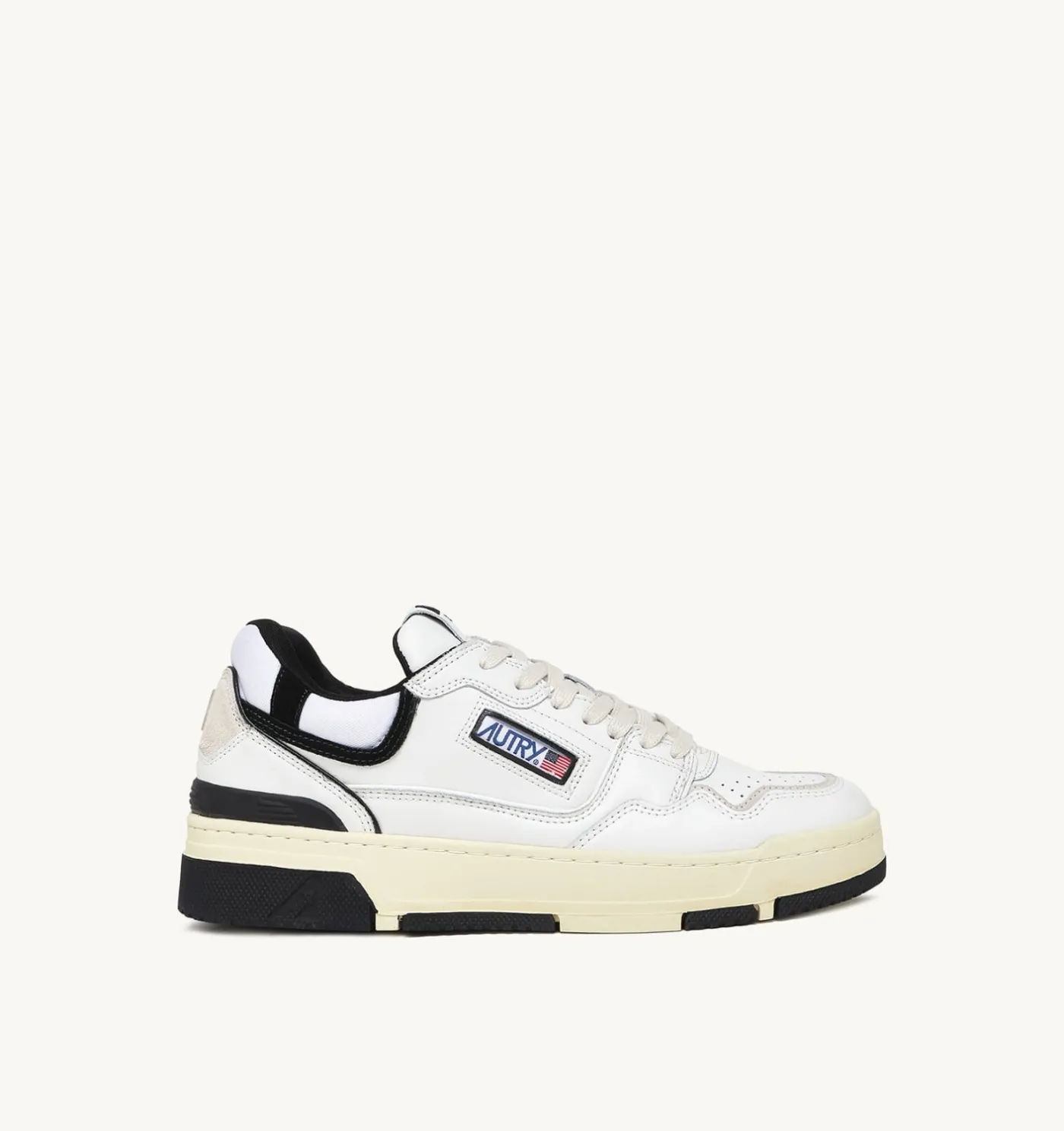 SNEAKERS CLC LOW IN PELLE BIANCA E SUEDE NERA