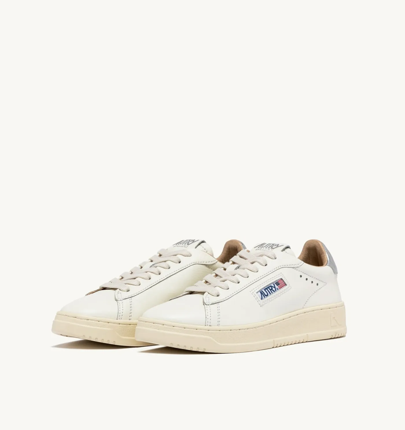 SNEAKERS DALLAS LOW IN PELLE BIANCA E ARGENTO