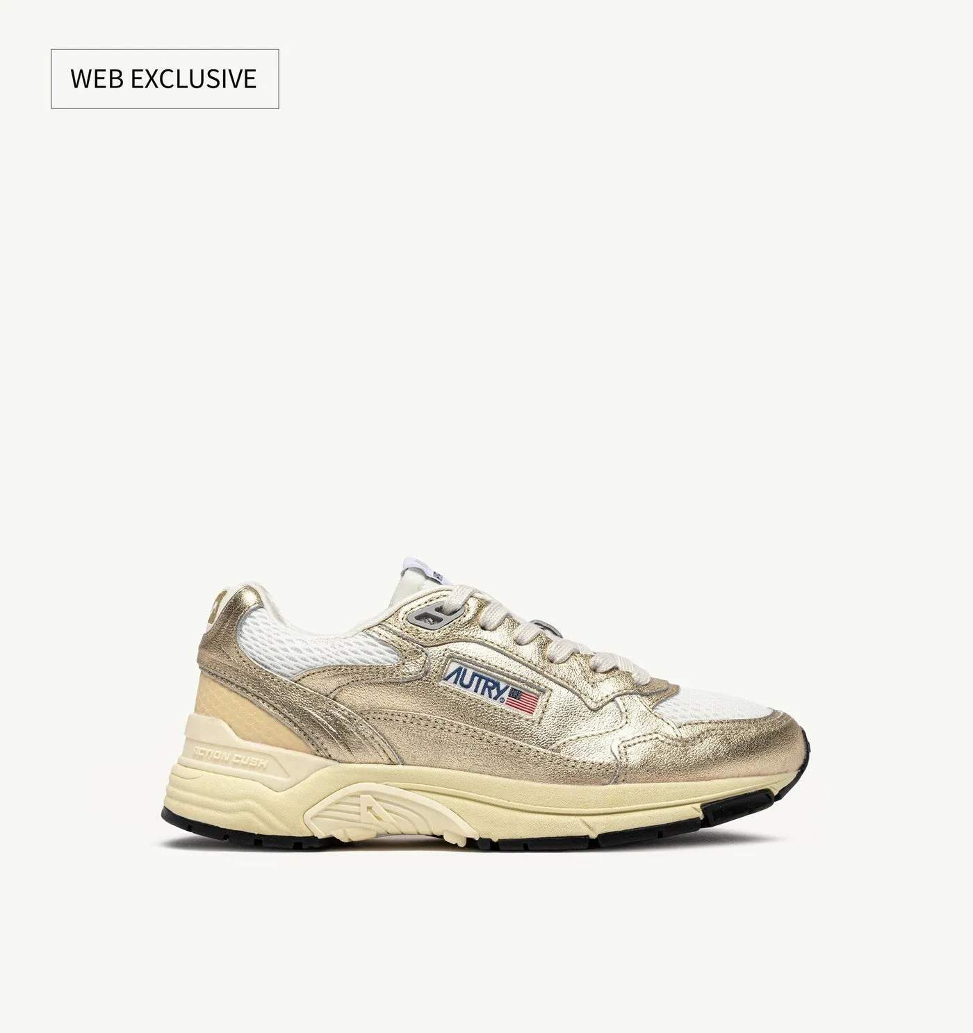 HYPERWAY IN MESH E PELLE LAMINATA MARSHMALLOW E ORO
