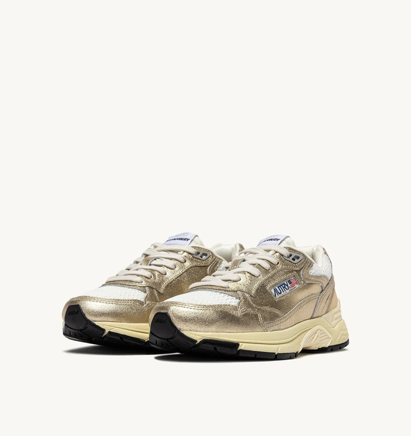HYPERWAY IN MESH E PELLE LAMINATA MARSHMALLOW E ORO