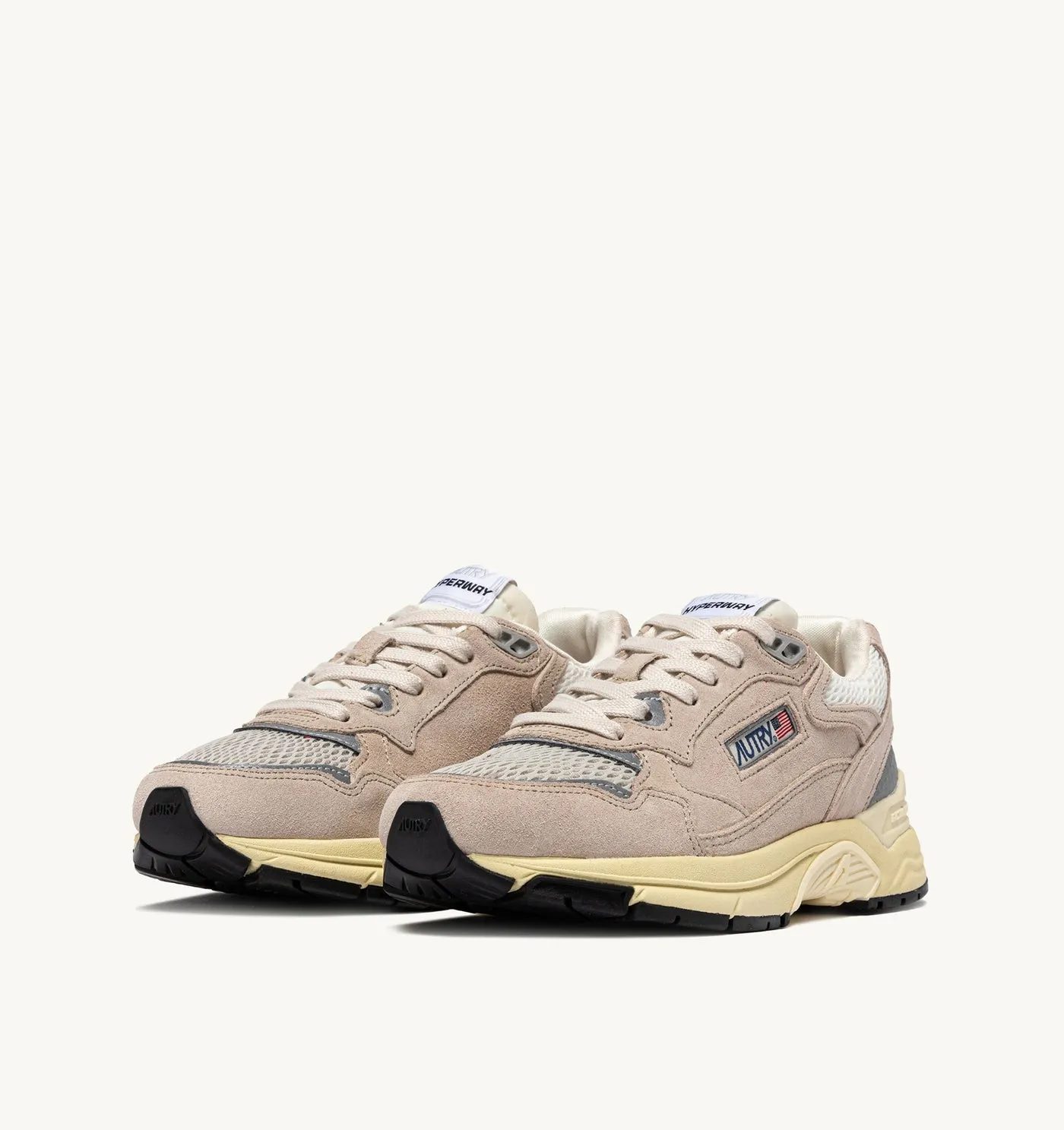 HYPERWAY IN MESH E SUEDE SAND E ARGENTO