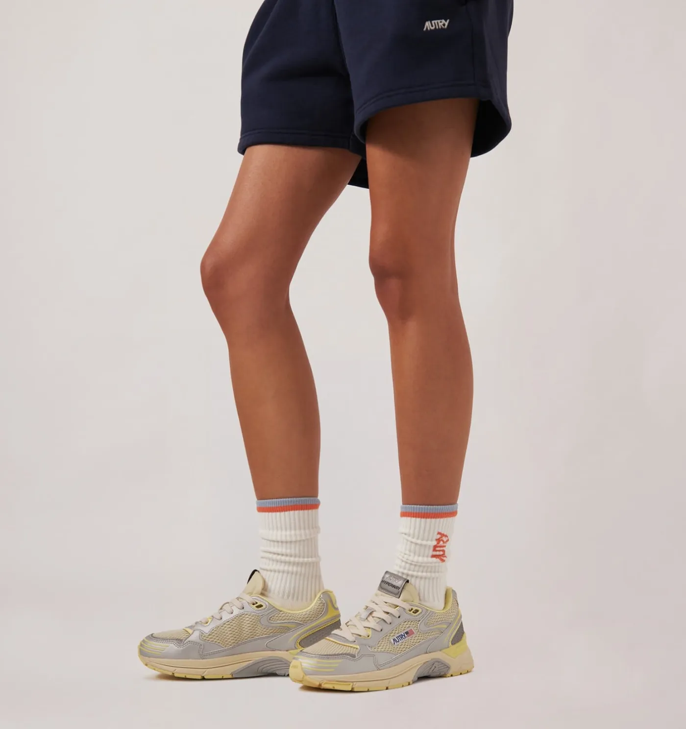 SNEAKERS HYPERWAY IN PELLE SINTETICA E MESH ARGENTO ASPARAGUS E LEMON MERINGUE