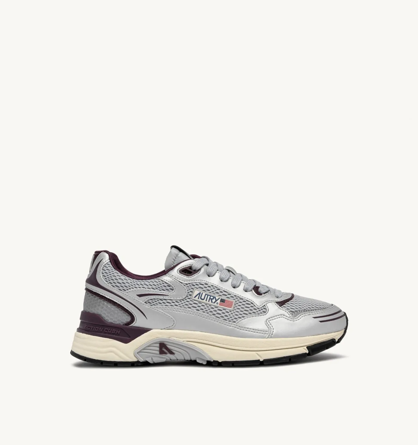 SNEAKERS HYPERWAY IN PELLE SINTETICA E MESH ARGENTO HARBOR MIST E FIG