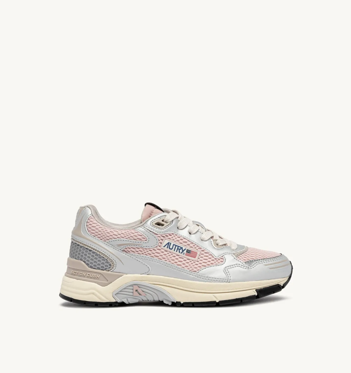 SNEAKERS HYPERWAY IN PELLE SINTETICA E MESH ARGENTO POWDER E FEATHER GRAY