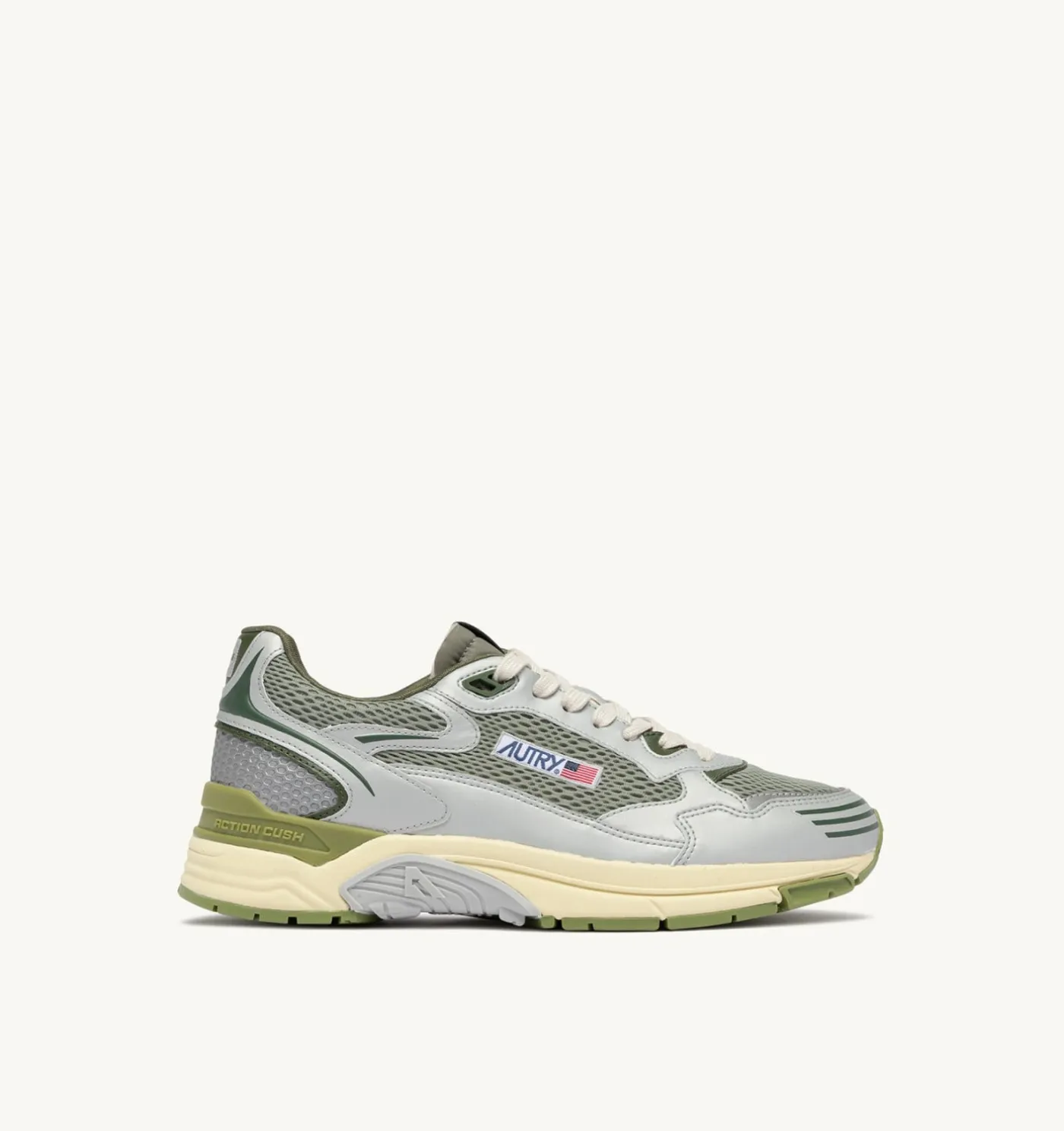 SNEAKERS HYPERWAY IN PELLE SINTETICA E MESH ARGENTO SEA GRASS E CYPRESS