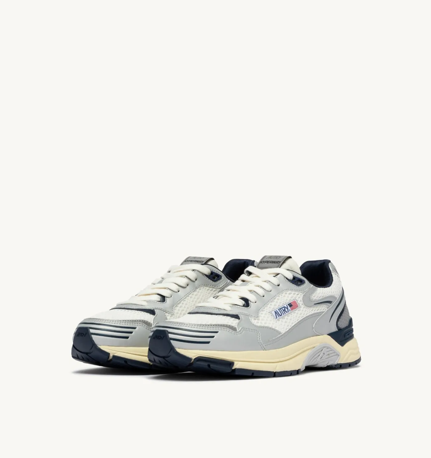 SNEAKERS HYPERWAY IN PELLE SINTETICA E MESH BIANCO ARGENTO E SPACE