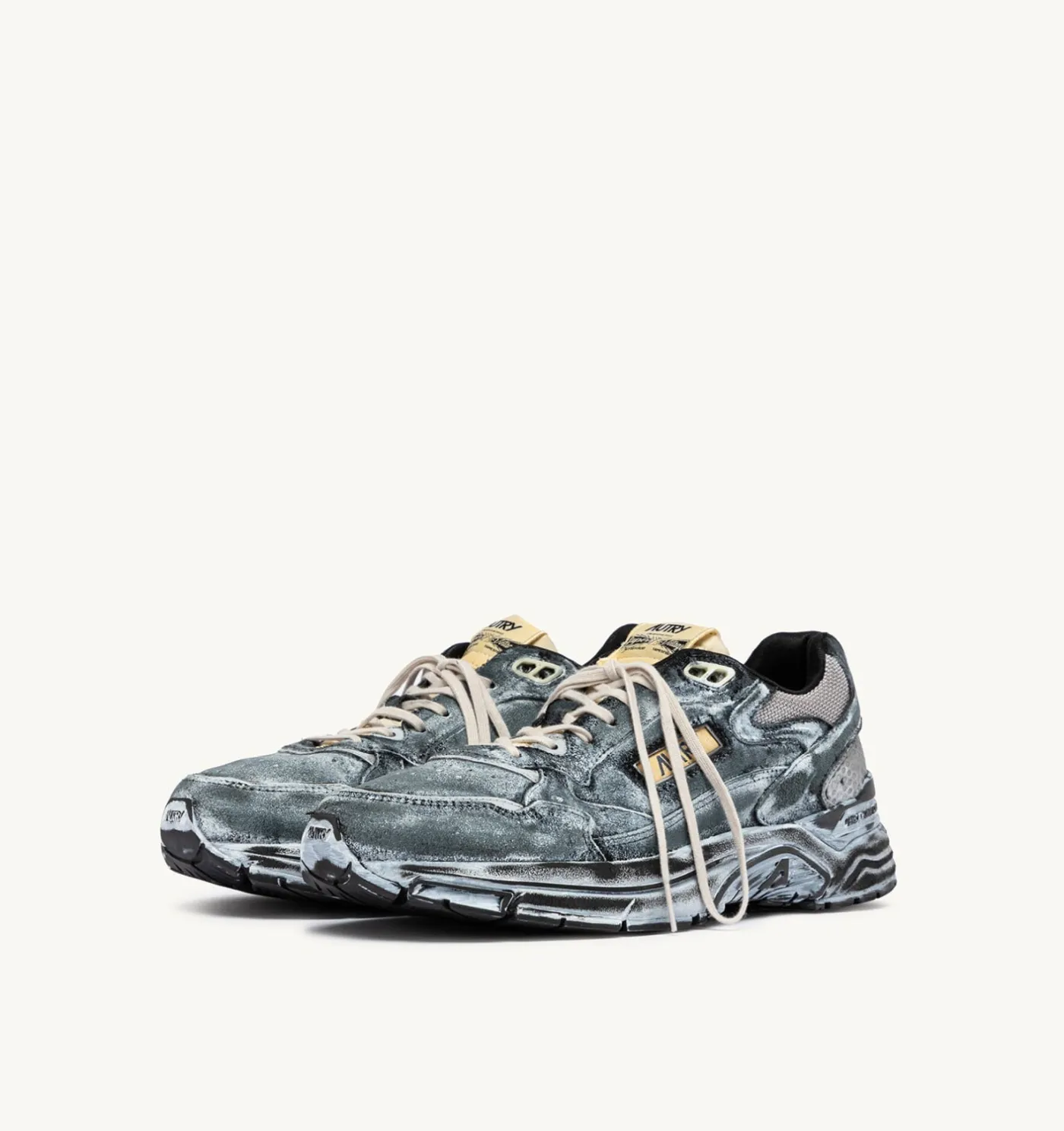 SNEAKERS HYPERWAY SUPER VINTAGE IN SUEDE NERO E ARGENTO