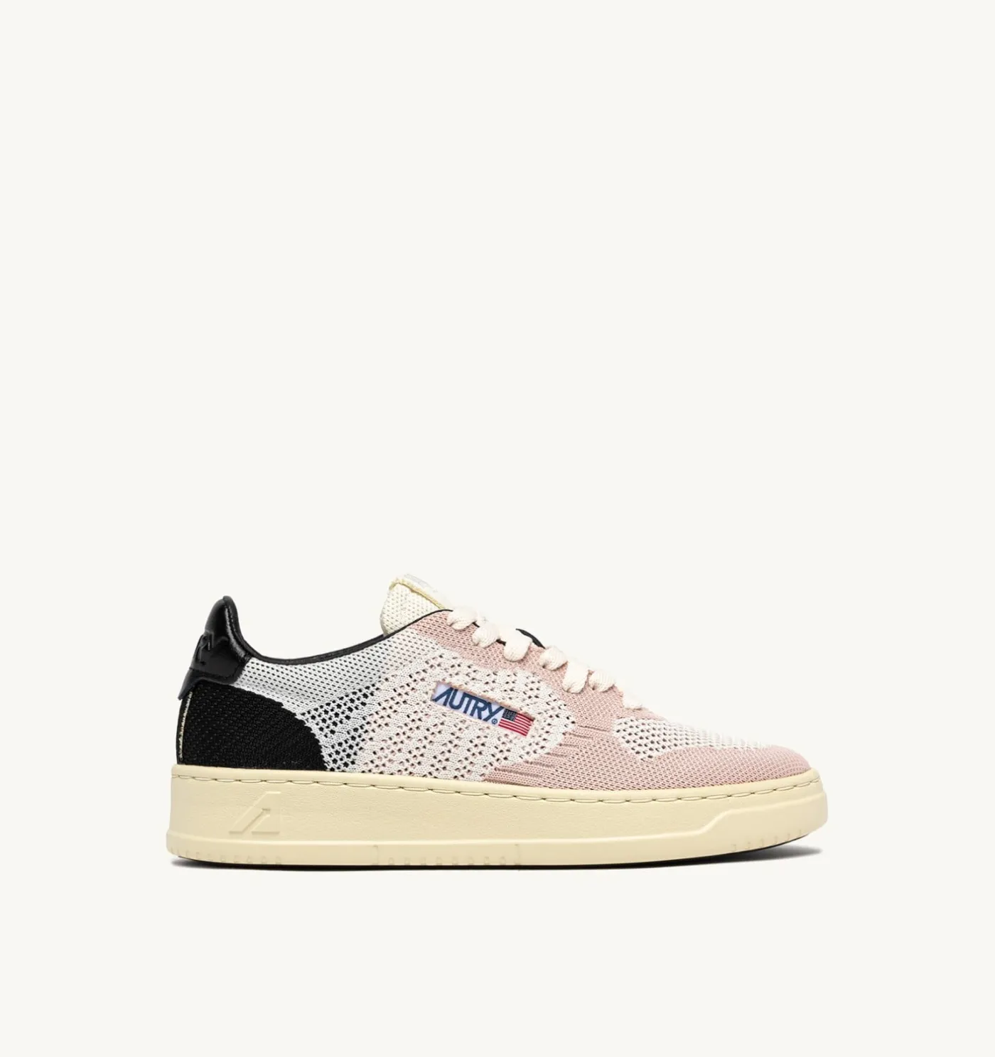 SNEAKERS MEDALIST EASEKNIT LOW IN MAGLIA AVORIO NERA E POWDER