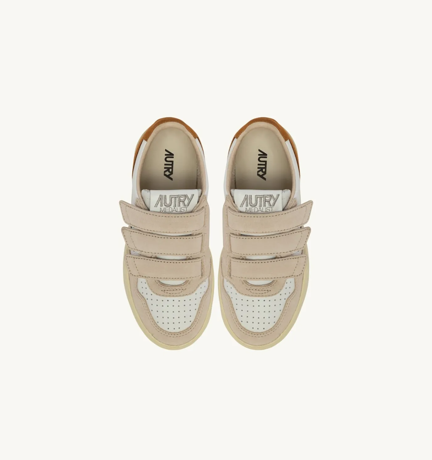 SNEAKERS MEDALIST KIDSTRIPES IN PELLE BIANCA E SUEDE BROWN MUSCAT E SAND