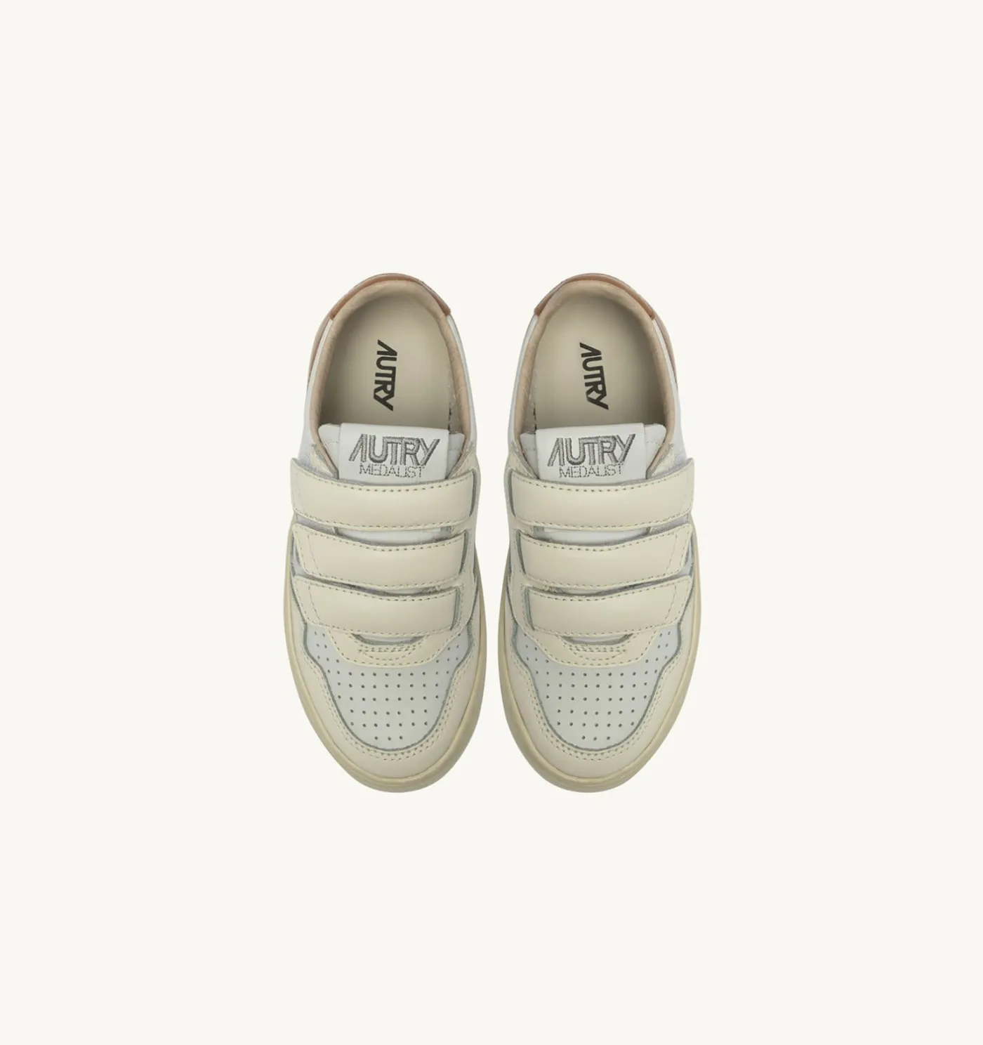 SNEAKERS MEDALIST KIDSTRIPES LOW IN PELLE WHISPER WHITE AVORIO E BROWN SUGAR