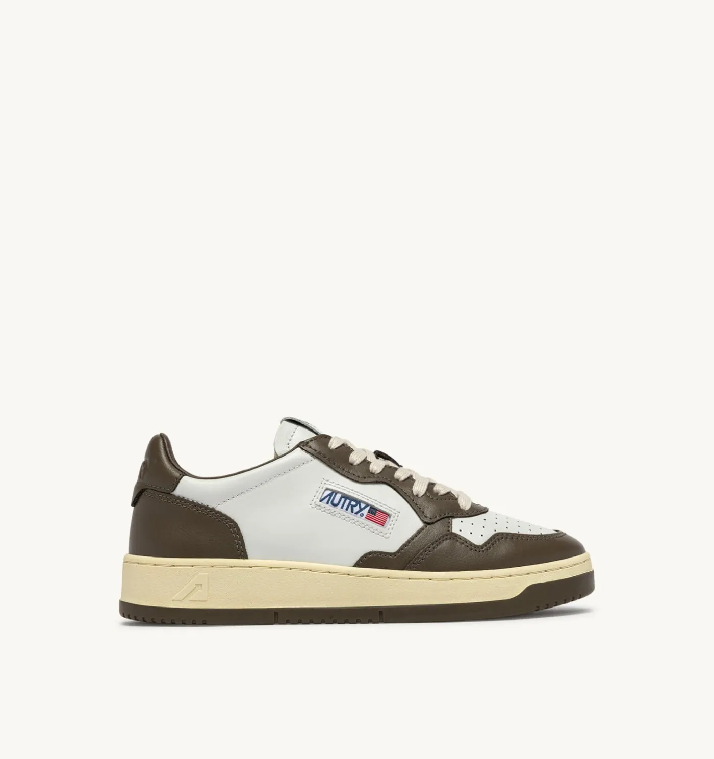 SNEAKERS MEDALIST LOW BICOLOR IN PELLE BIANCA E CHOCOLATE