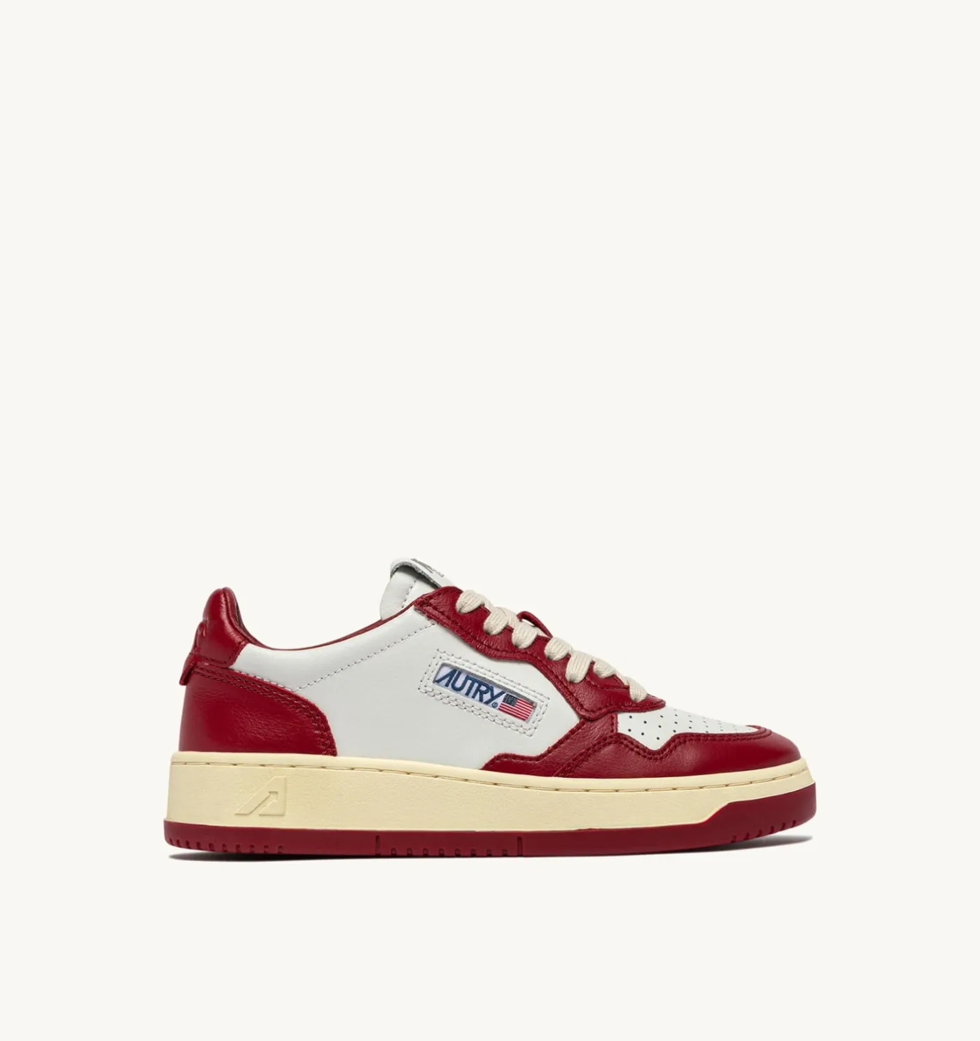 SNEAKERS MEDALIST LOW BICOLOR IN PELLE BIANCA E DEEP CLARET