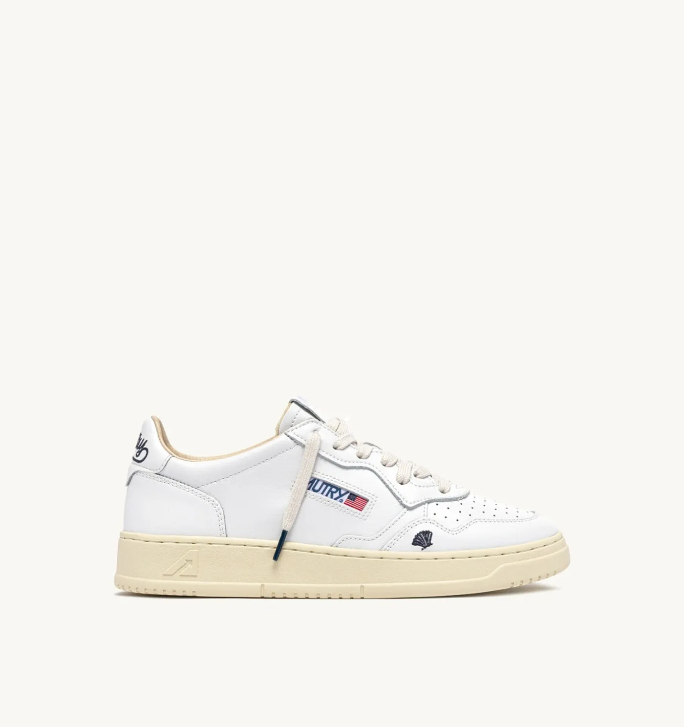 SNEAKERS MEDALIST LOW IN PELLE BIANCA CON DETTAGLI SPACE BLUE