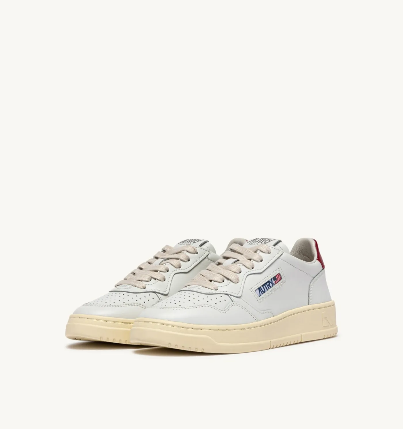 SNEAKERS MEDALIST LOW IN PELLE BIANCA E DEEP CLARET