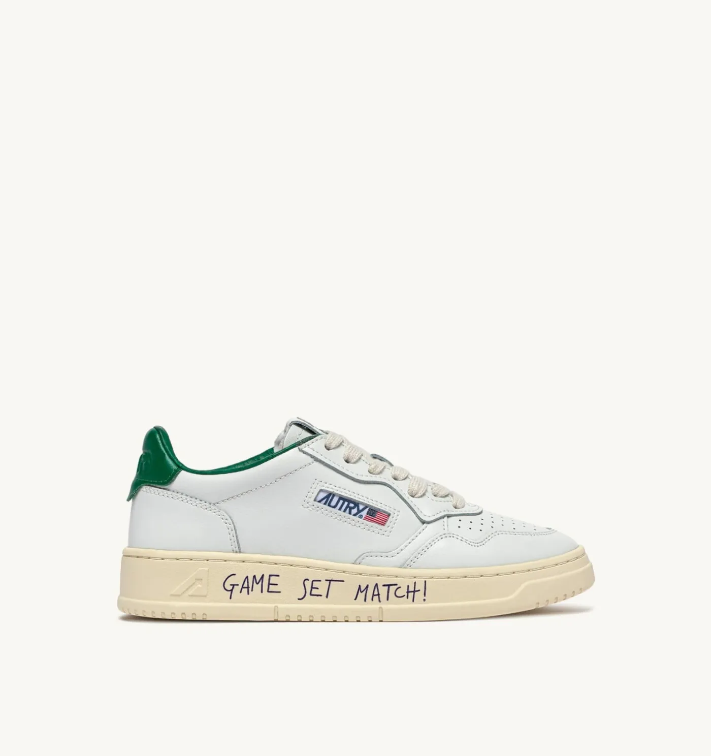 SNEAKERS MEDALIST LOW IN PELLE BIANCA E GREEN JACKET CON LETTERING