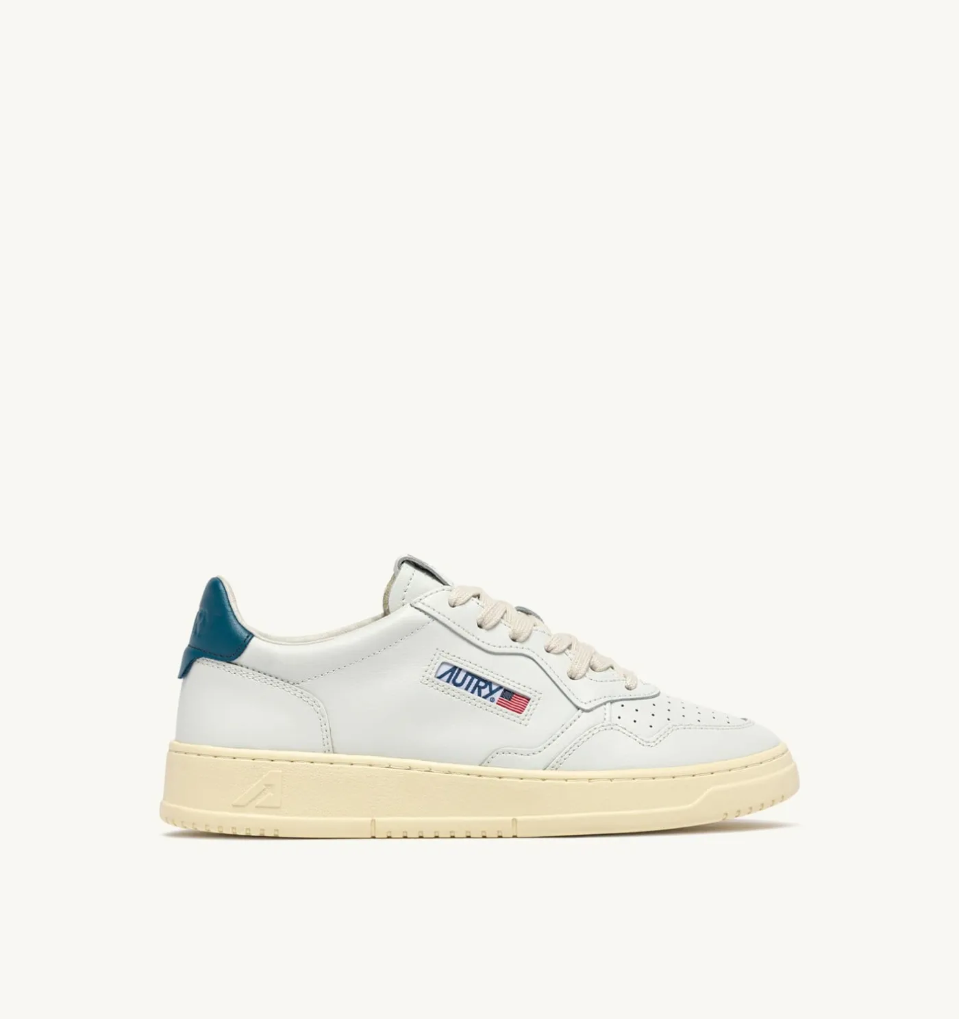 SNEAKERS MEDALIST LOW IN PELLE BIANCA E MALLARD BLUE
