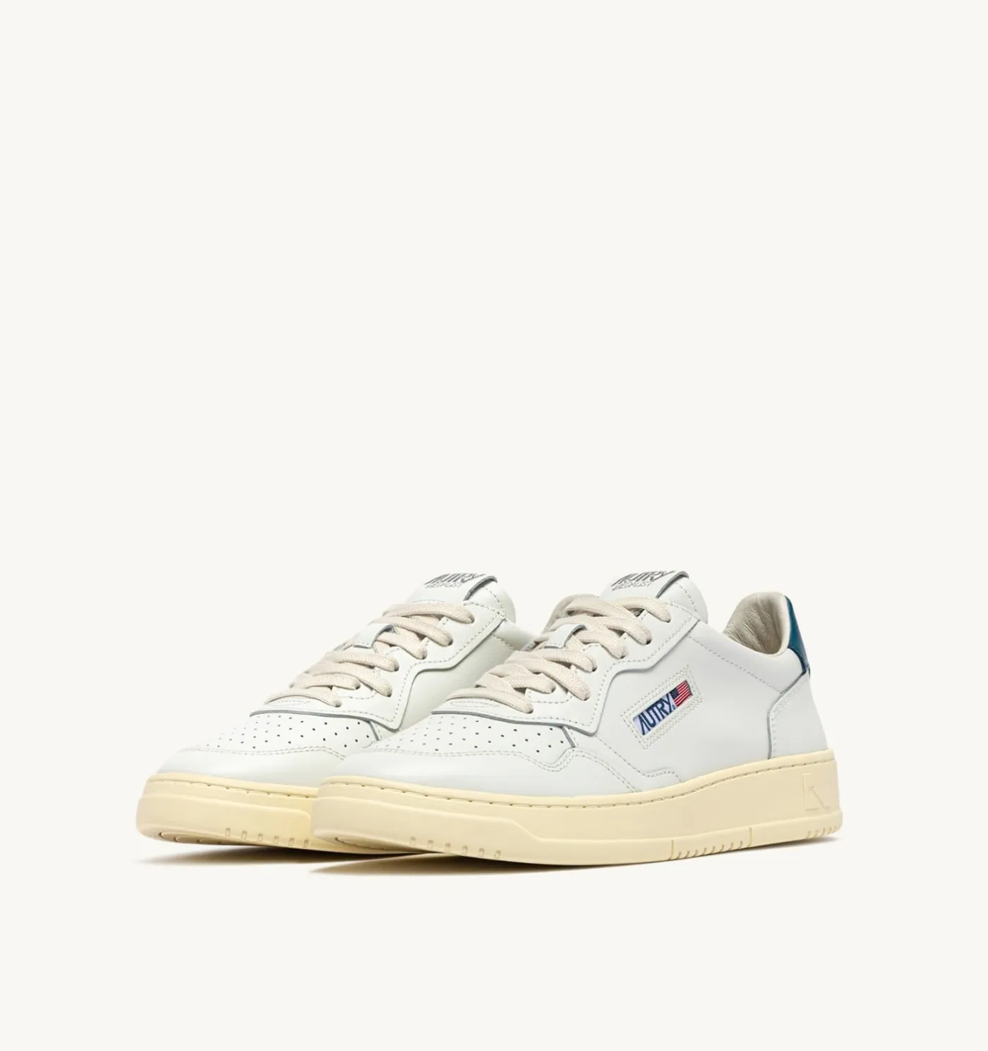 SNEAKERS MEDALIST LOW IN PELLE BIANCA E MALLARD BLUE
