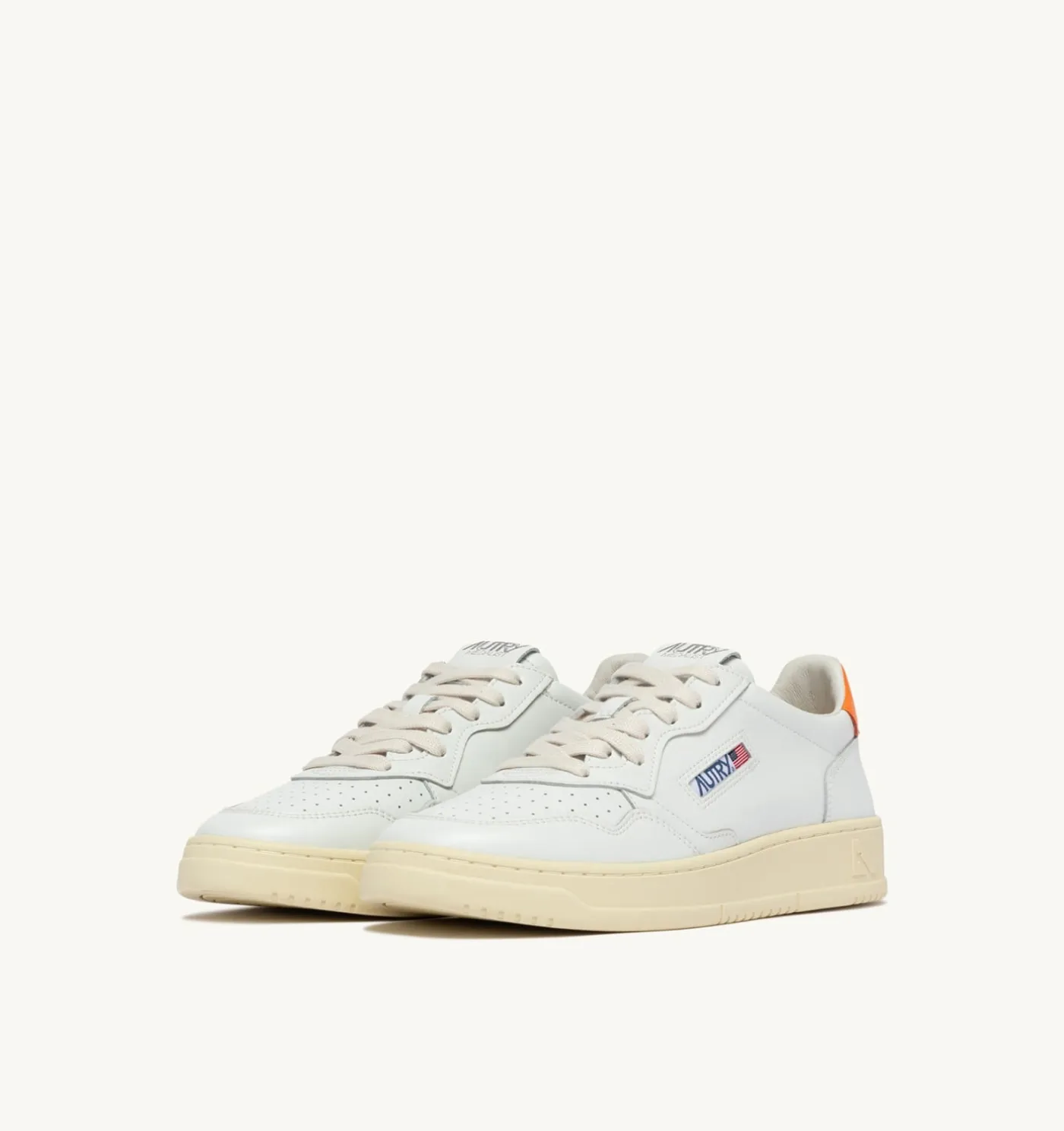 SNEAKERS MEDALIST LOW IN PELLE BIANCA E PARSIMMON ORANGE