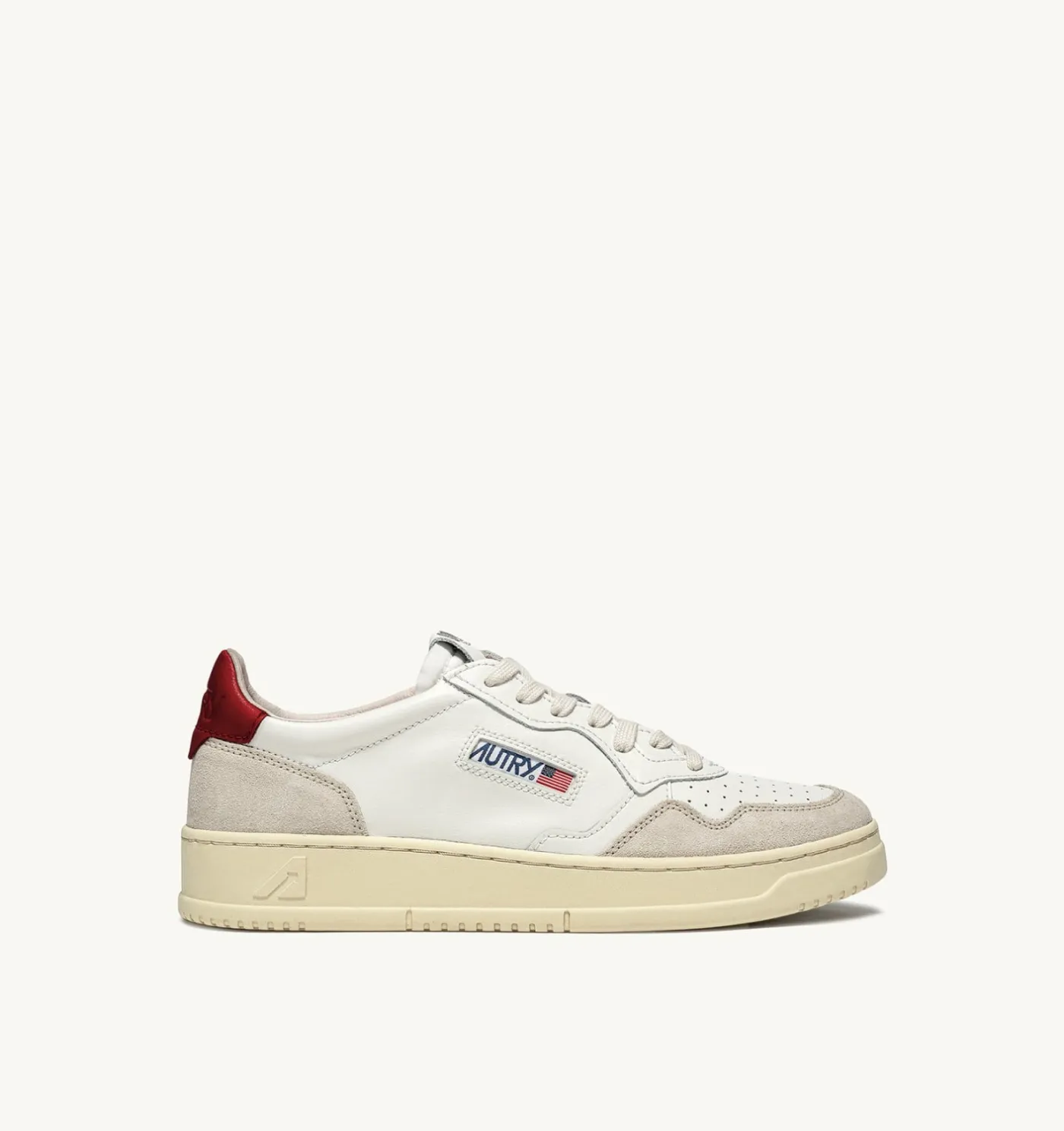 SNEAKERS MEDALIST LOW IN PELLE BIANCA E ROSSA E SUEDE BEIGE