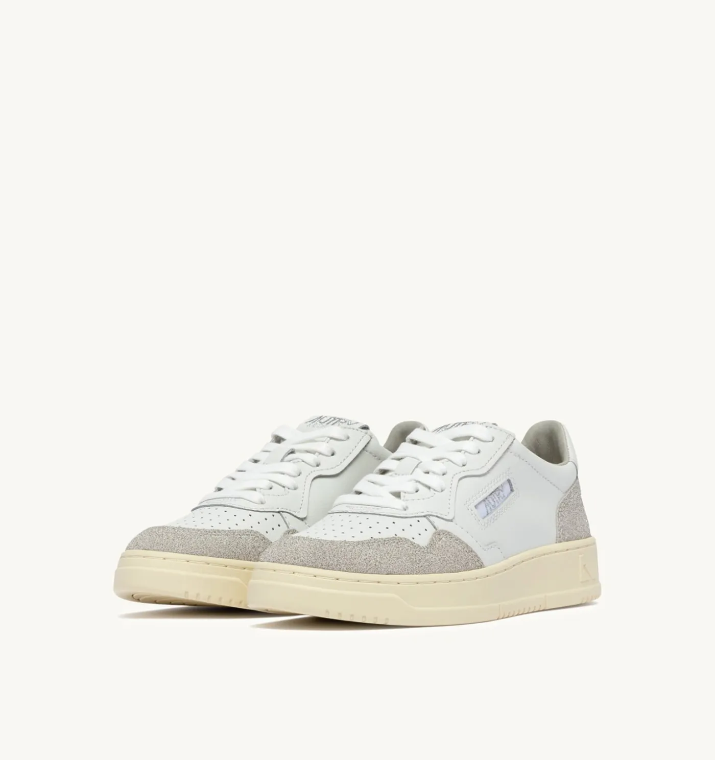 SNEAKERS MEDALIST LOW IN PELLE BIANCA E STARS GRIGIO