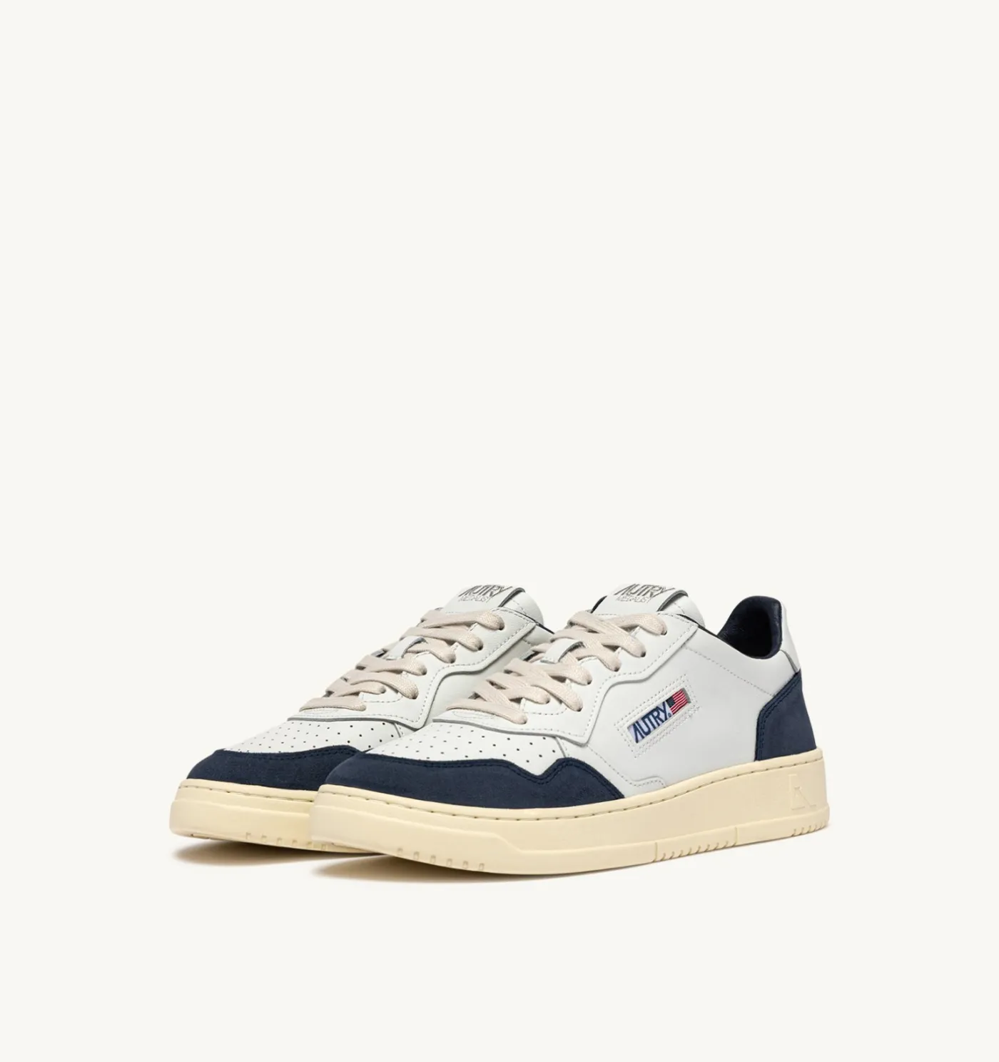 SNEAKERS MEDALIST LOW IN PELLE BIANCA E SUEDE DENIM