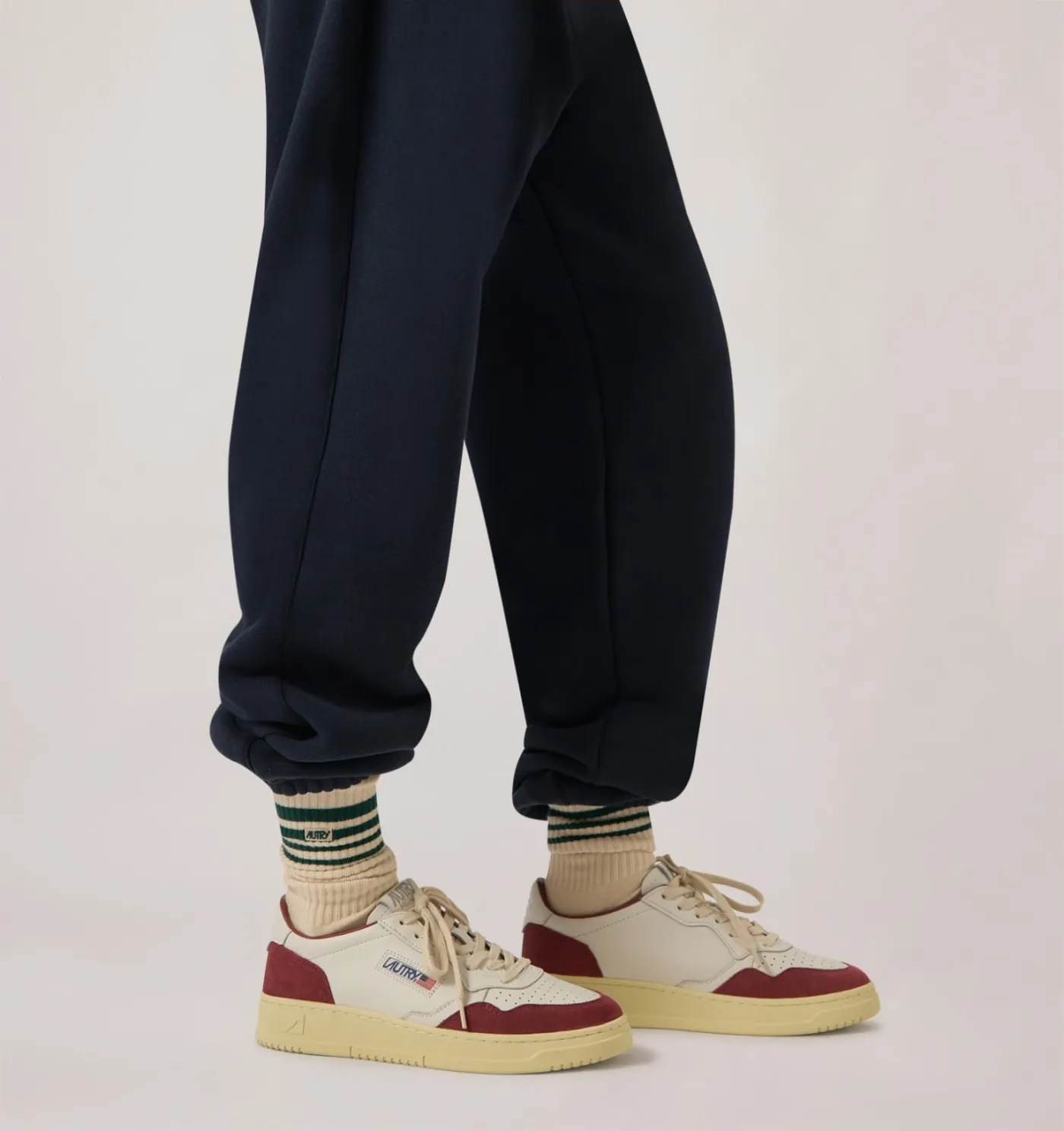 SNEAKERS MEDALIST LOW IN PELLE BIANCA E SUEDE BORGOGNA