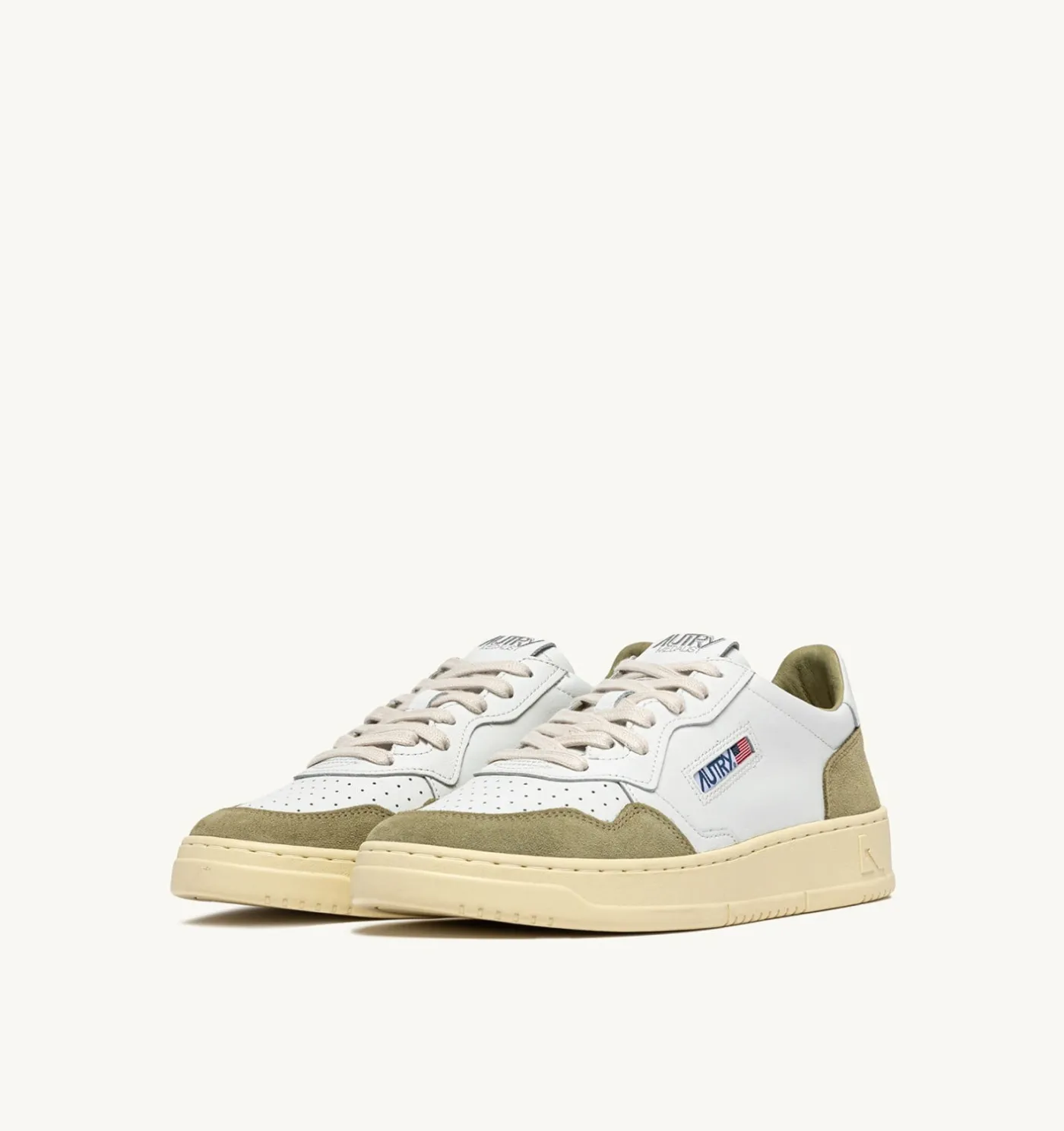 SNEAKERS MEDALIST LOW IN PELLE BIANCA E SUEDE GREY GREEN