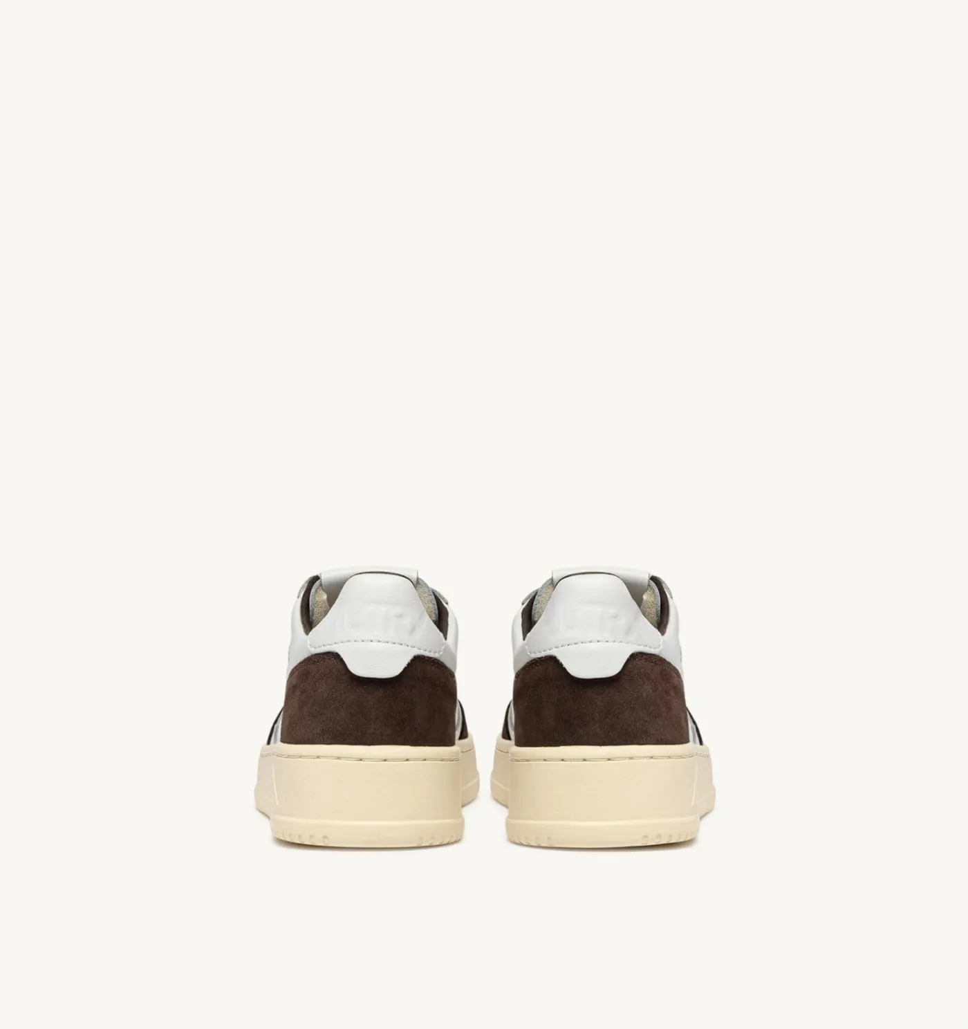 SNEAKERS MEDALIST LOW IN PELLE BIANCA E SUEDE MOGANO
