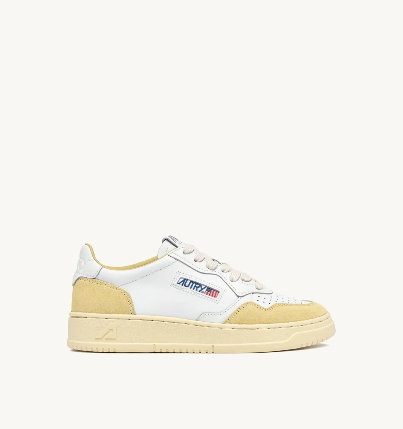 SNEAKERS MEDALIST LOW IN PELLE BIANCA E SUEDE STRAW
