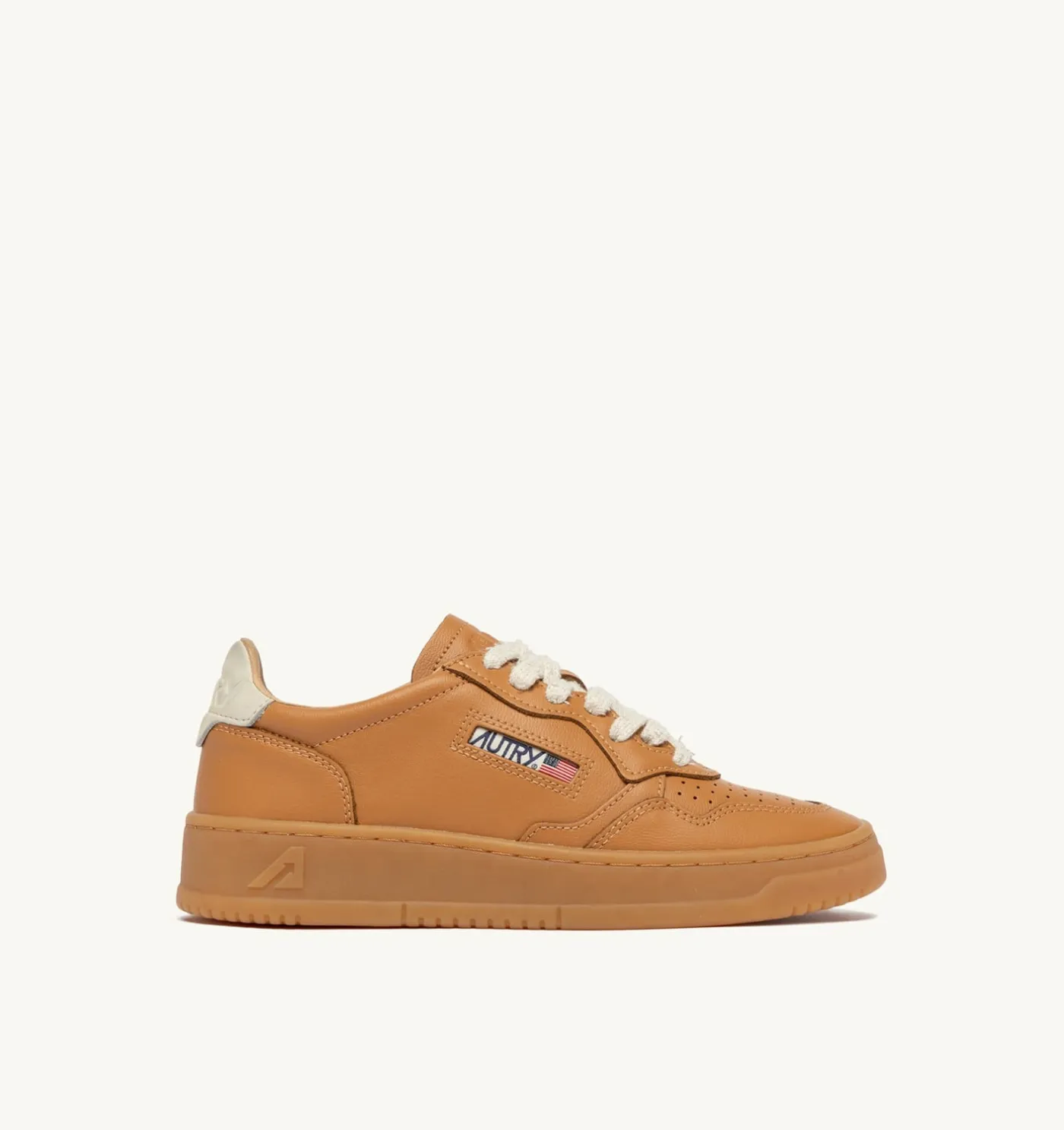 SNEAKERS MEDALIST LOW IN PELLE COGNAC E MARSHMALLOW