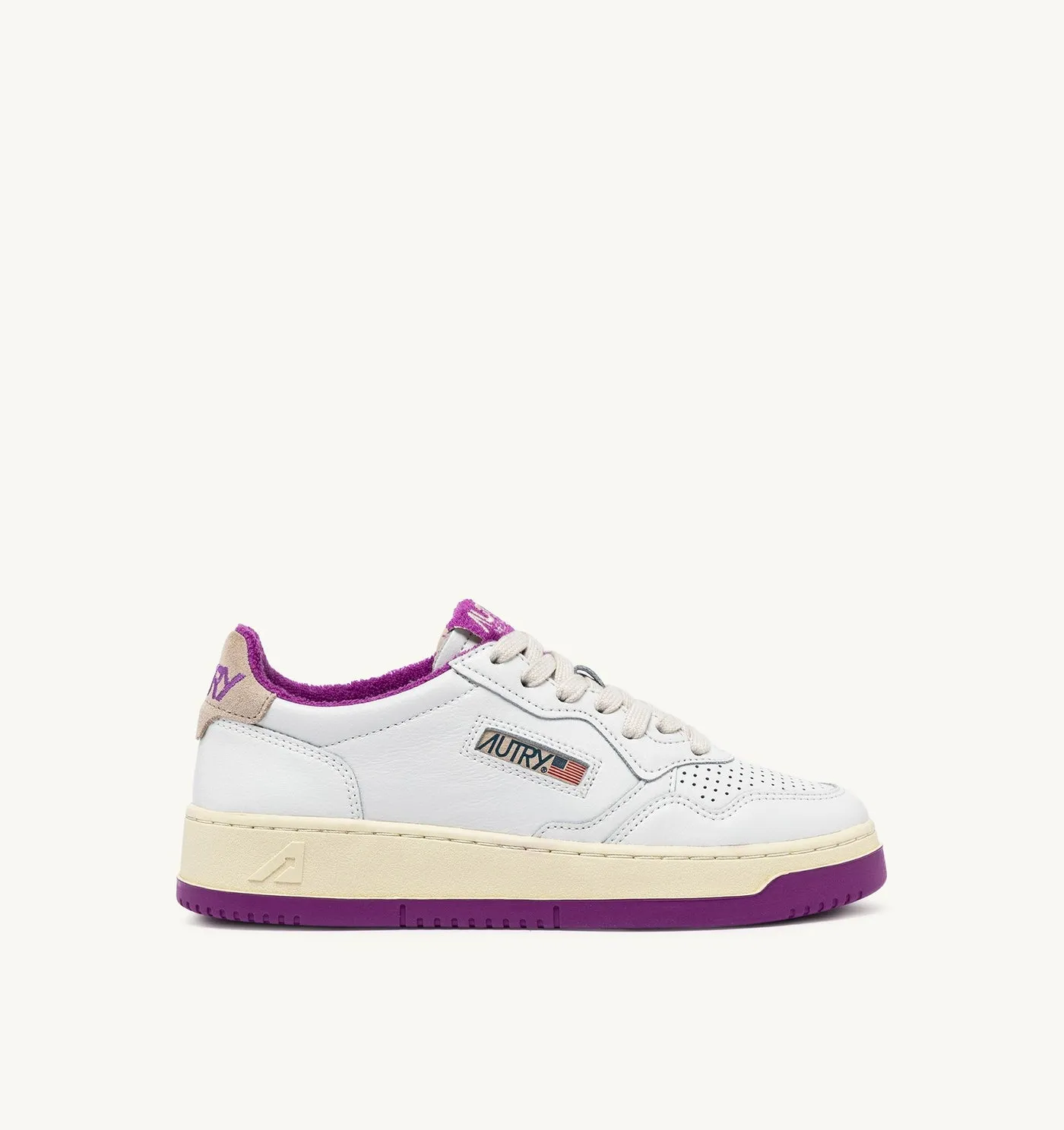 MEDALIST LOW IN PELLE COLORE BIANCO E HYACINTH VIOLET