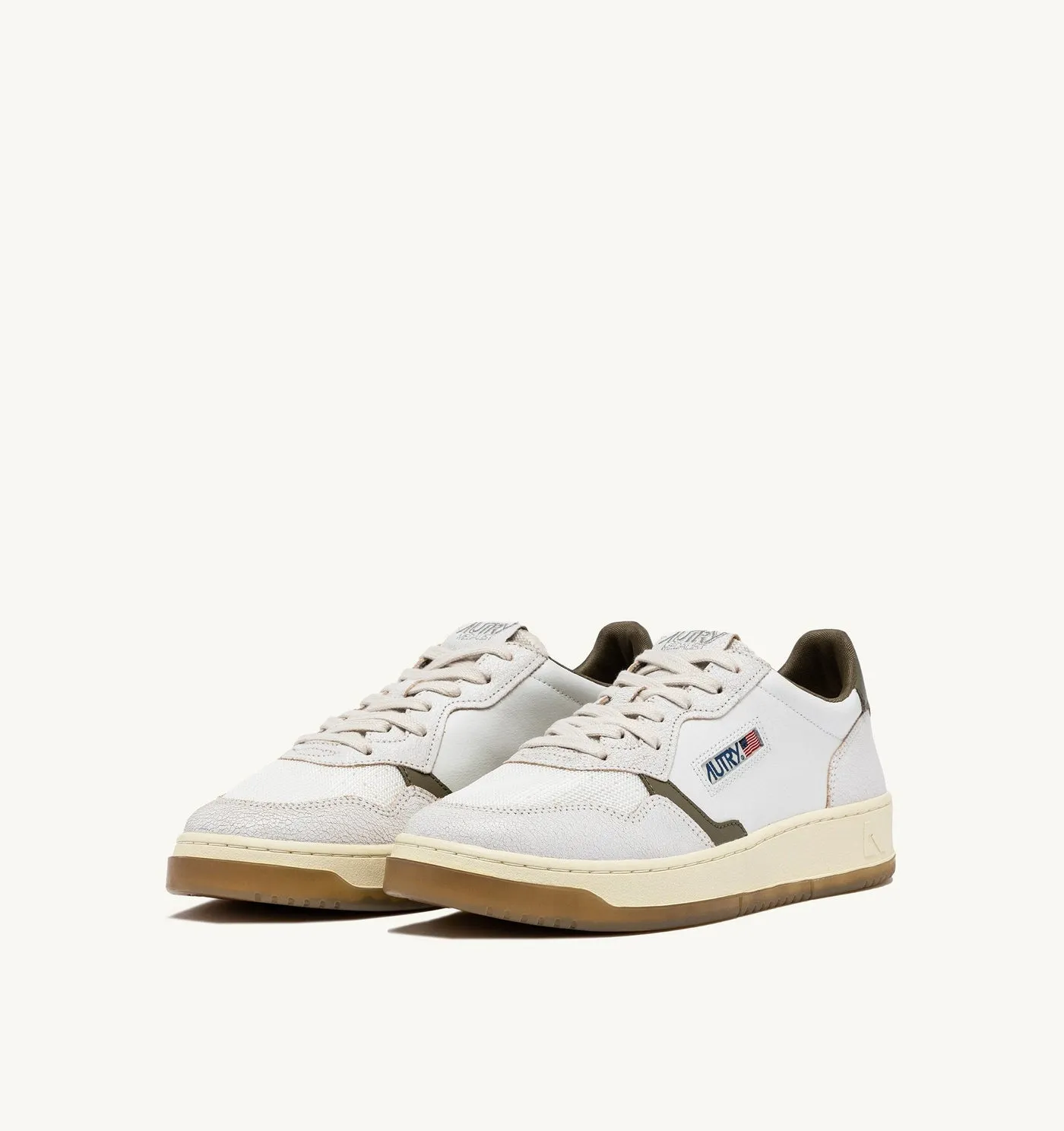 MEDALIST LOW IN PELLE E MESH COLORE BIANCO E COVERT GREEN