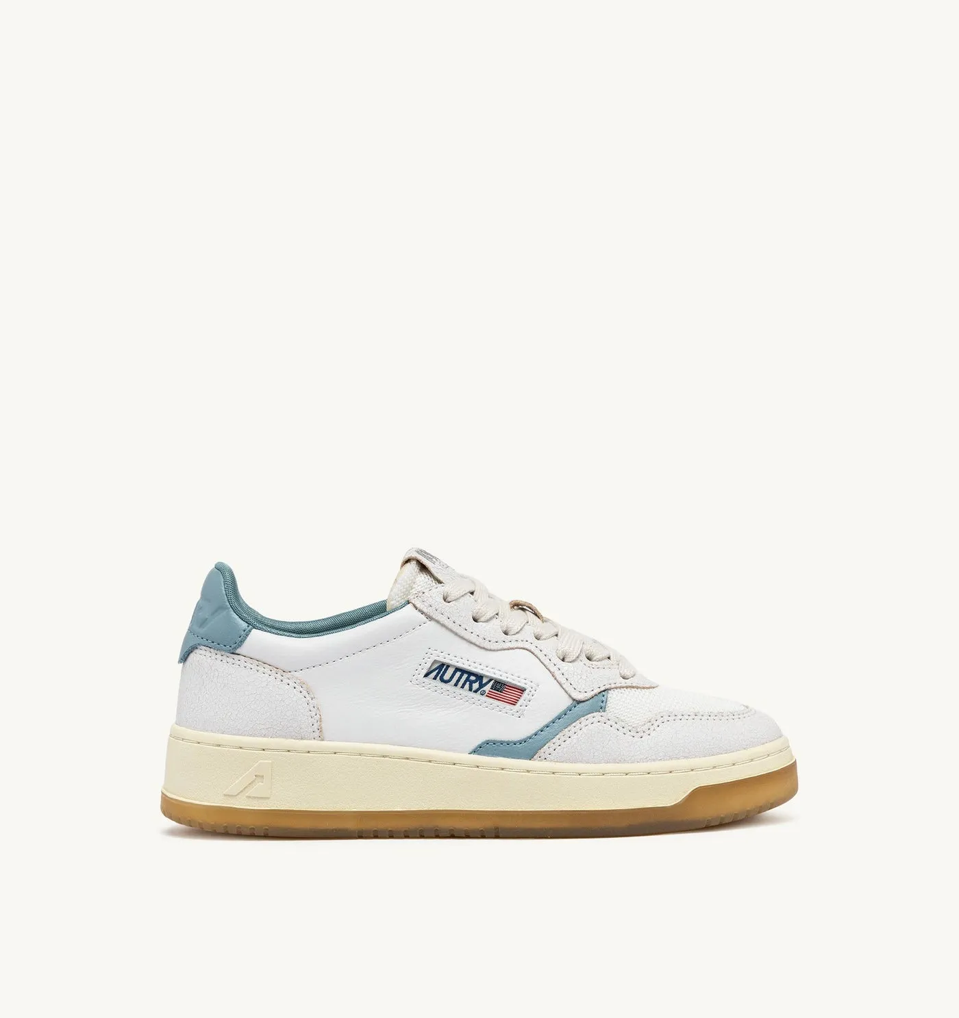 MEDALIST LOW IN PELLE E MESH COLORE BIANCO E SILVER BLUE
