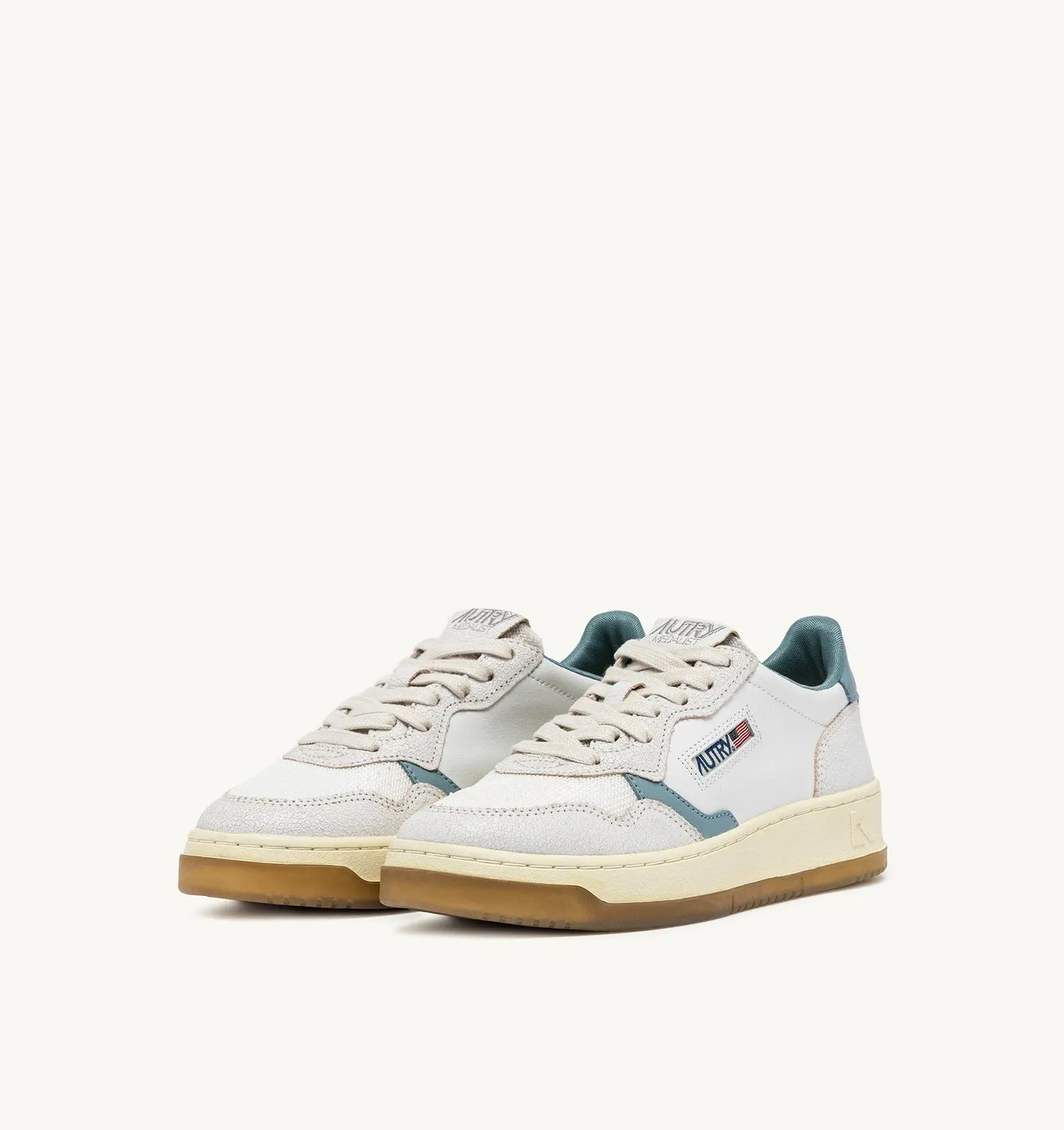 MEDALIST LOW IN PELLE E MESH COLORE BIANCO E SILVER BLUE