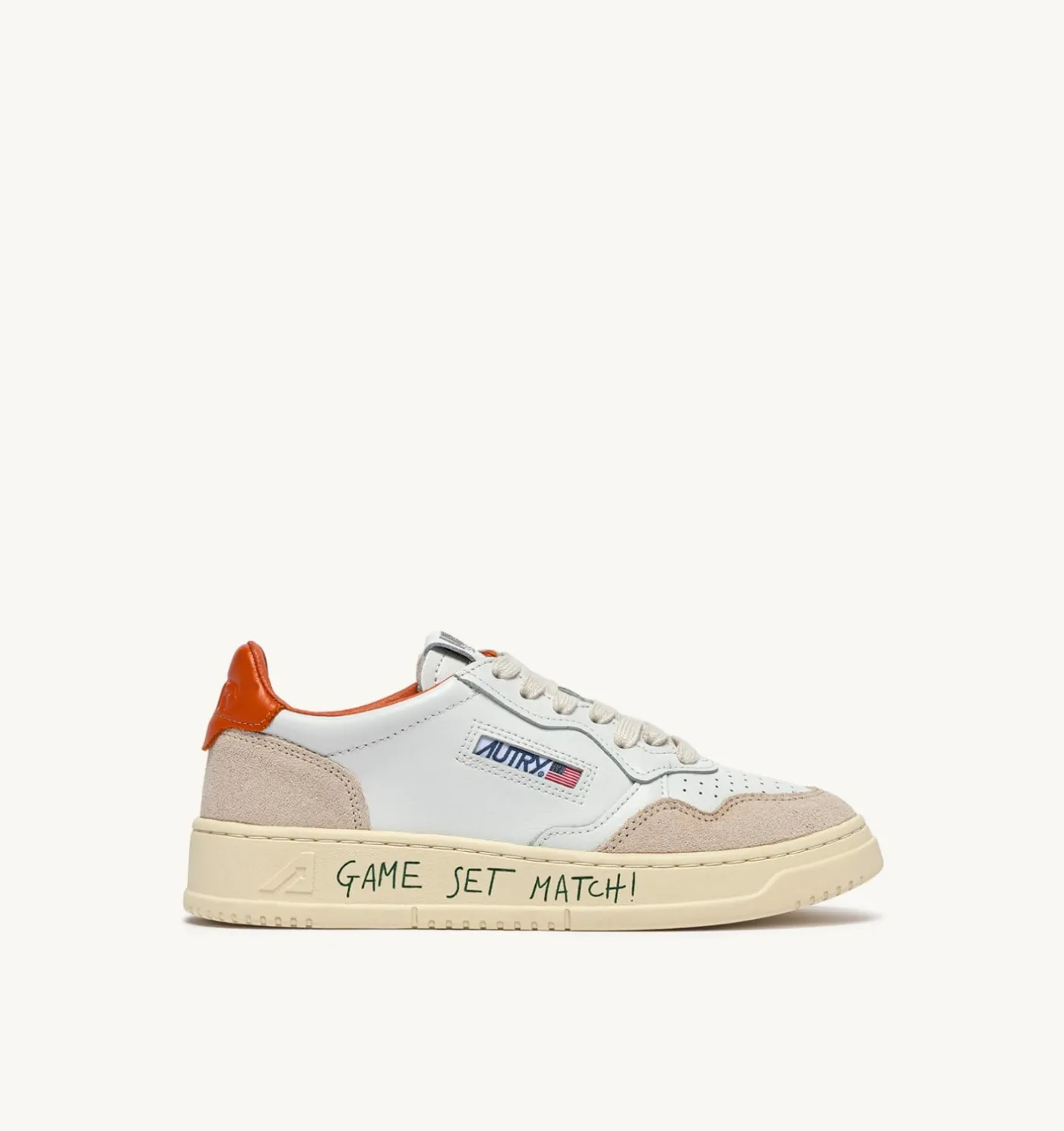 SNEAKERS MEDALIST LOW IN PELLE E SUEDE BIANCO E HAWAIIAN SUNSET CON LETTERING