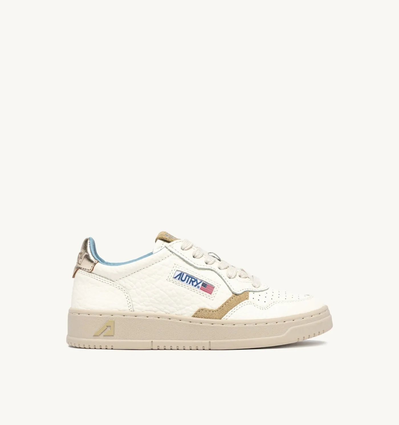 SNEAKERS MEDALIST LOW IN PELLE PLATINO E SPONGE